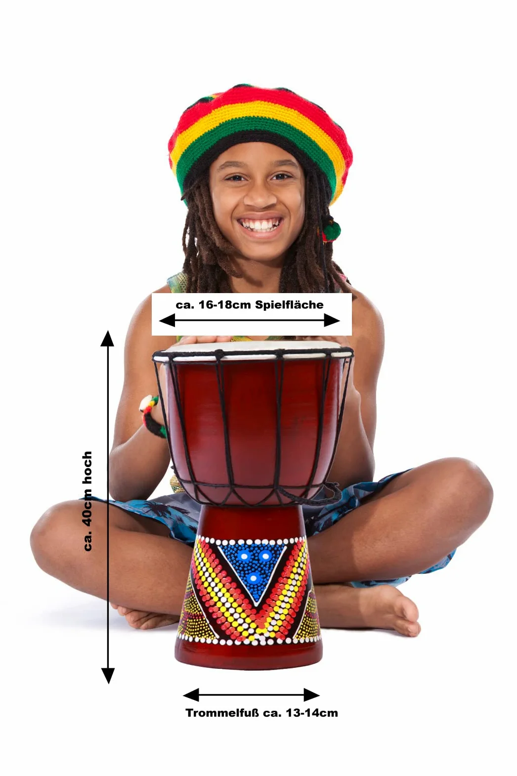 40cm Djembe Trommel Bongo Holz Buschtrommel Drum Fair gehandelt