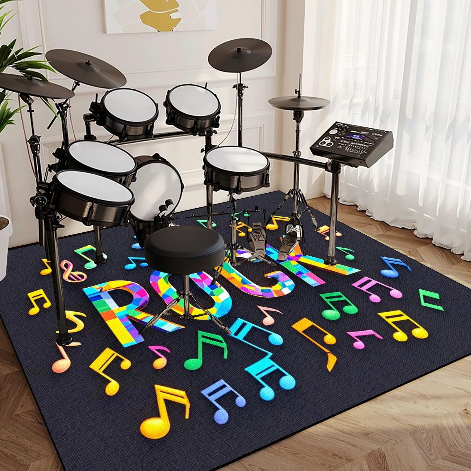 Tappeto per Batteria Tappeto a Tamburo Acustica 140 x 120 cm Tappeti Antiscivolo Insonorizzato per Batteria Elettroniche Rullante Grancassa Strumenti Musicali Tappeto A Tamburo Tappeto Batteria