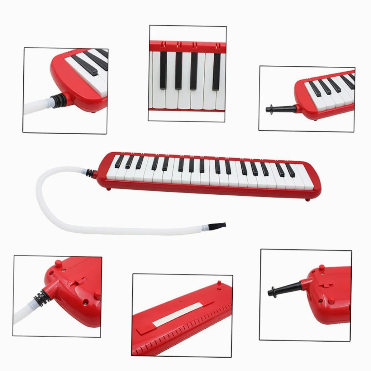 Melodica a 37 Tasti, Strumento Musicale con Custodia | Abs Rosso, Leggero e Facile da Riporre, con Borsa Inclusa per Trasporto Comodo