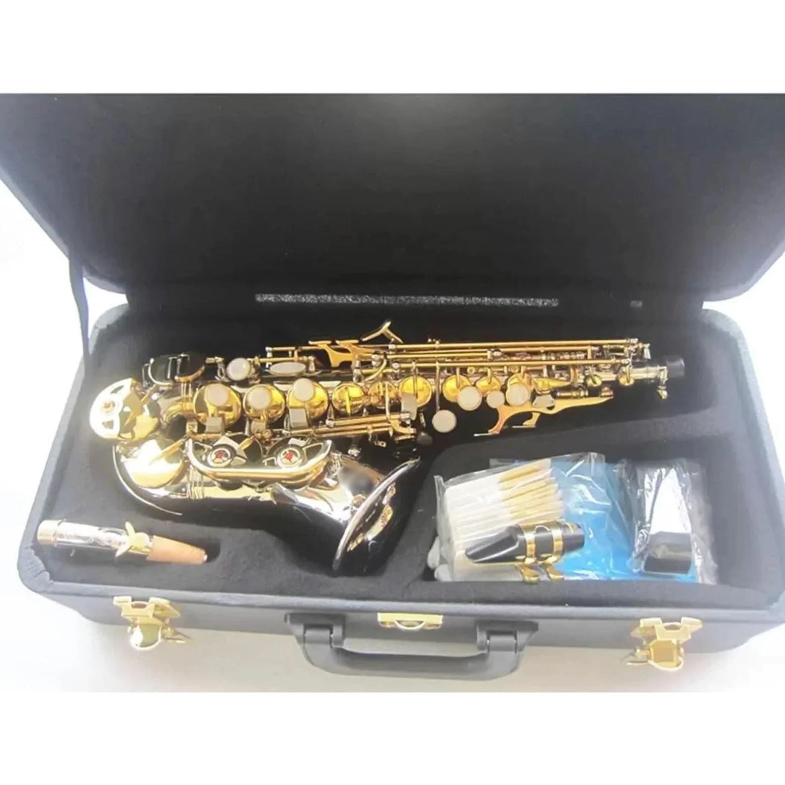 sassofono Sax Soprano Sassofono Soprano Curvo Nichel Argento Ottone Sax Con Bocchino Patch Pad Ance Piega Collo