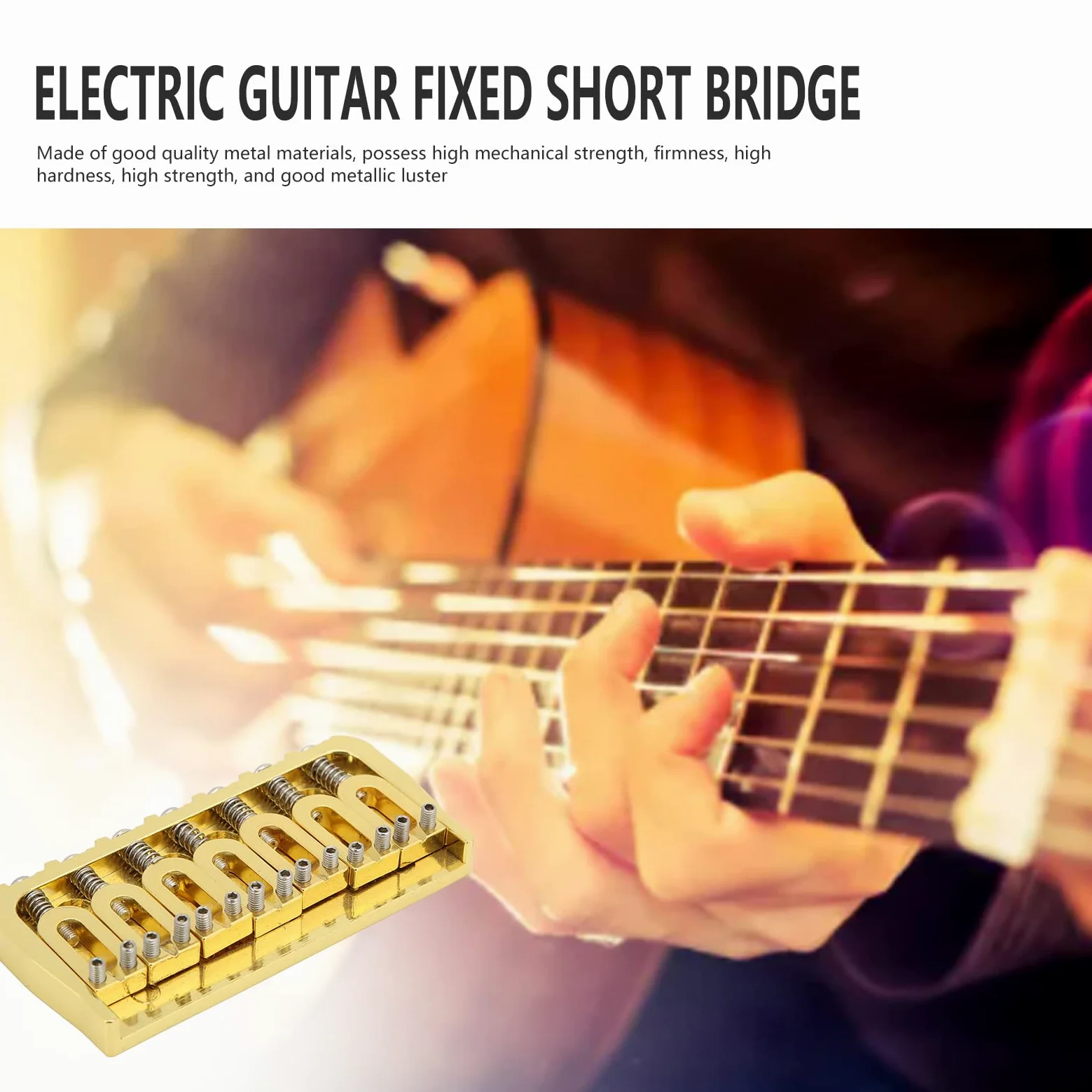Chitarra Elettrica Fissa Ponte Corto Hardtail 7 Corde Attraverso Il Corpo Design Non Tremolo Dorato Per Chitarre Elettriche