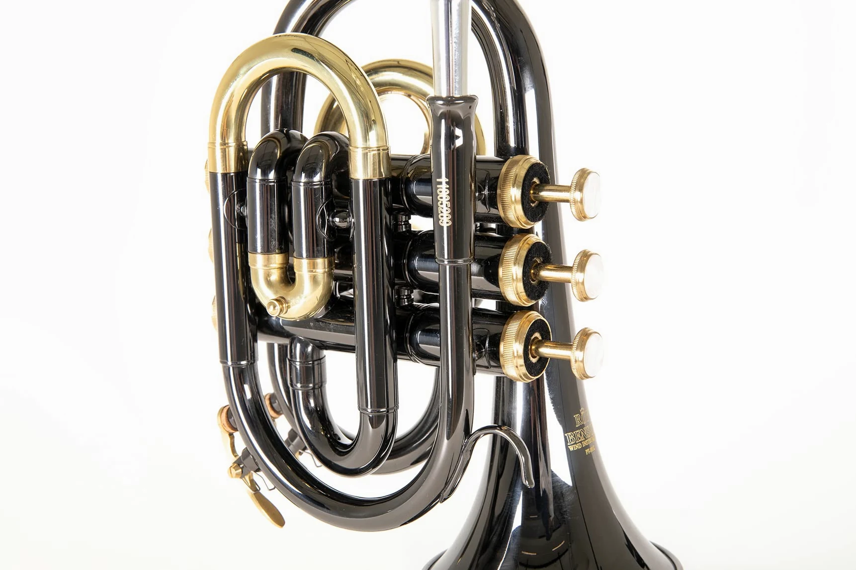Roy Benson Bb pocket trumpet PT-101K (campana in ottone di precisione, leadpipe in ottone dorato, tromba tascabile di qualità, inclusa custodia protettiva rettangolare), Antracite