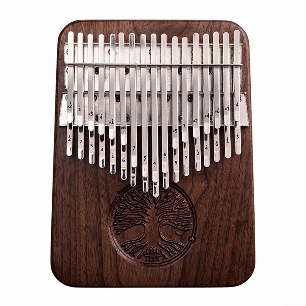 Kalimba a 34 tasti, pianoforte da pollice B accordato in legno massello di noce nero con pickup, denti in acciaio minerale aggiornati per registrazione delle prestazioni, include accordatore a borsa