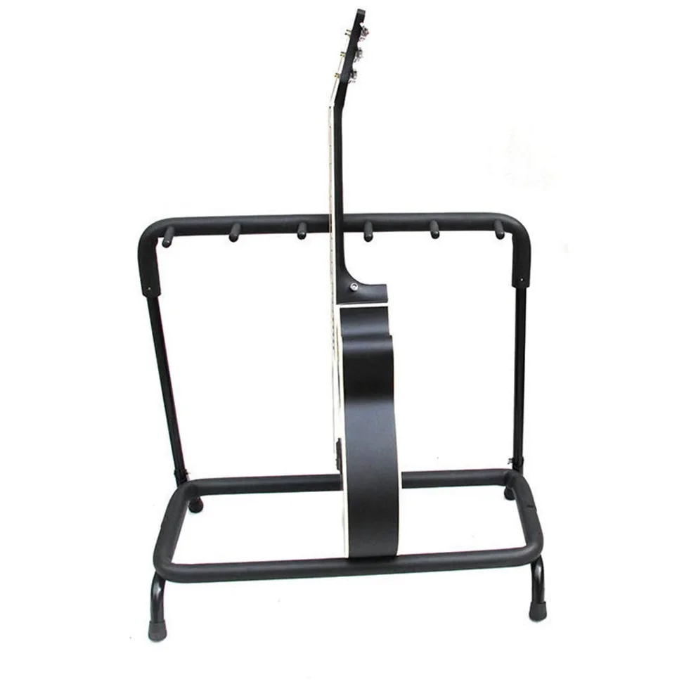 Stand per Chitarra Multiplo Porta 5 Universale Pieghevole per Chitarra Acustica Elettrica Classica Terra Rastrelliera, Negozio Banco di Mostra per Chitarra