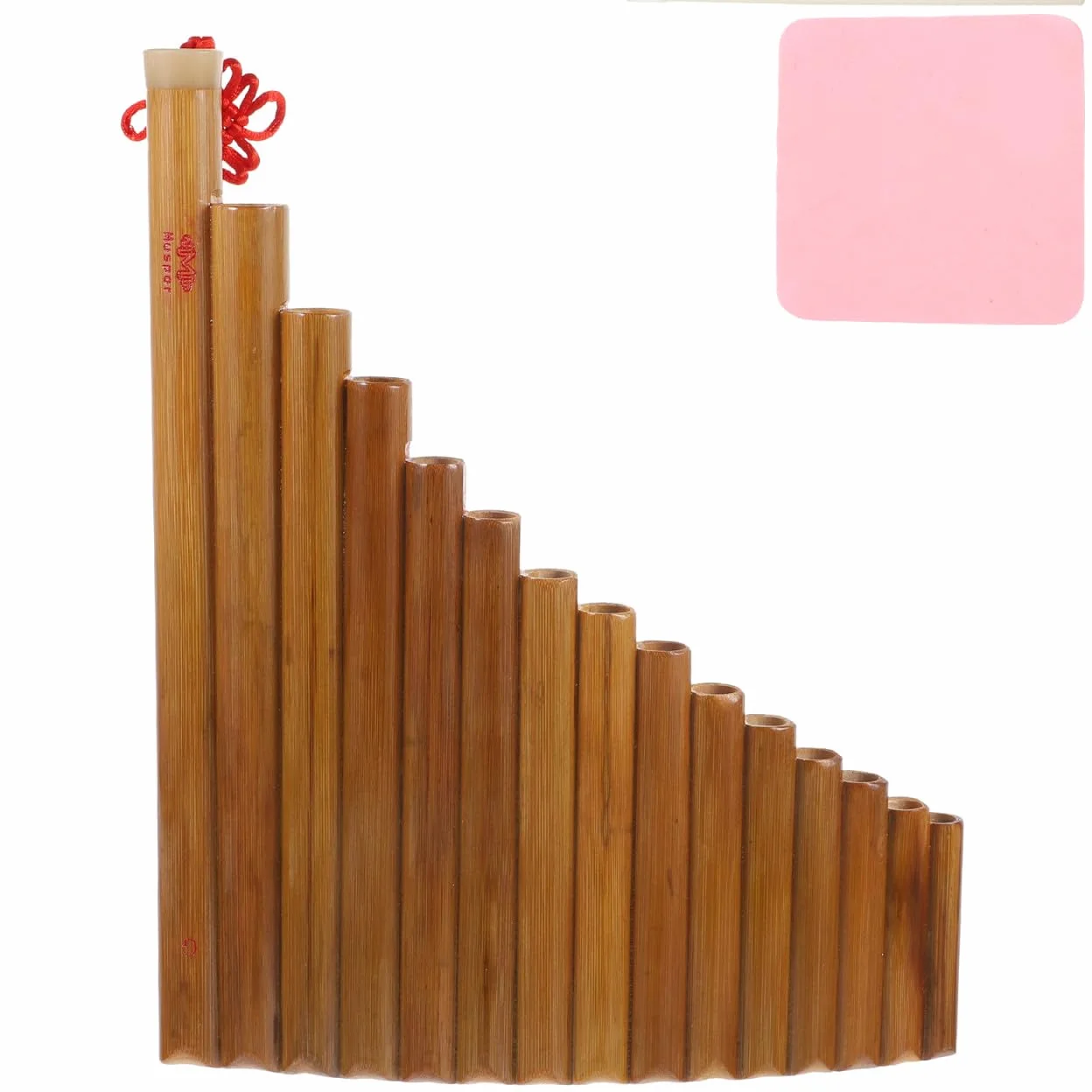 Flauto di Pan Verticale in Bambù 15 Tubi Tonalità G | 1 Pezzo Marrone, Lavorazione Fine, Include Bastoncino per Pulizia e Panno Dedicato Colore Casuale Stile Casuale