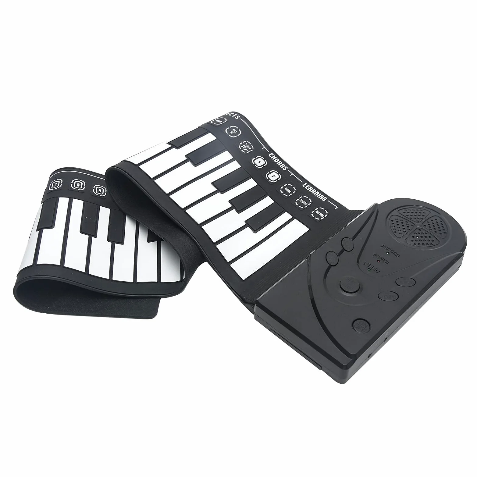 POHOVE Pianoforte portatile con 49 tasti, flessibile, arrotolabile, USB, elettronica, per principianti (nero)