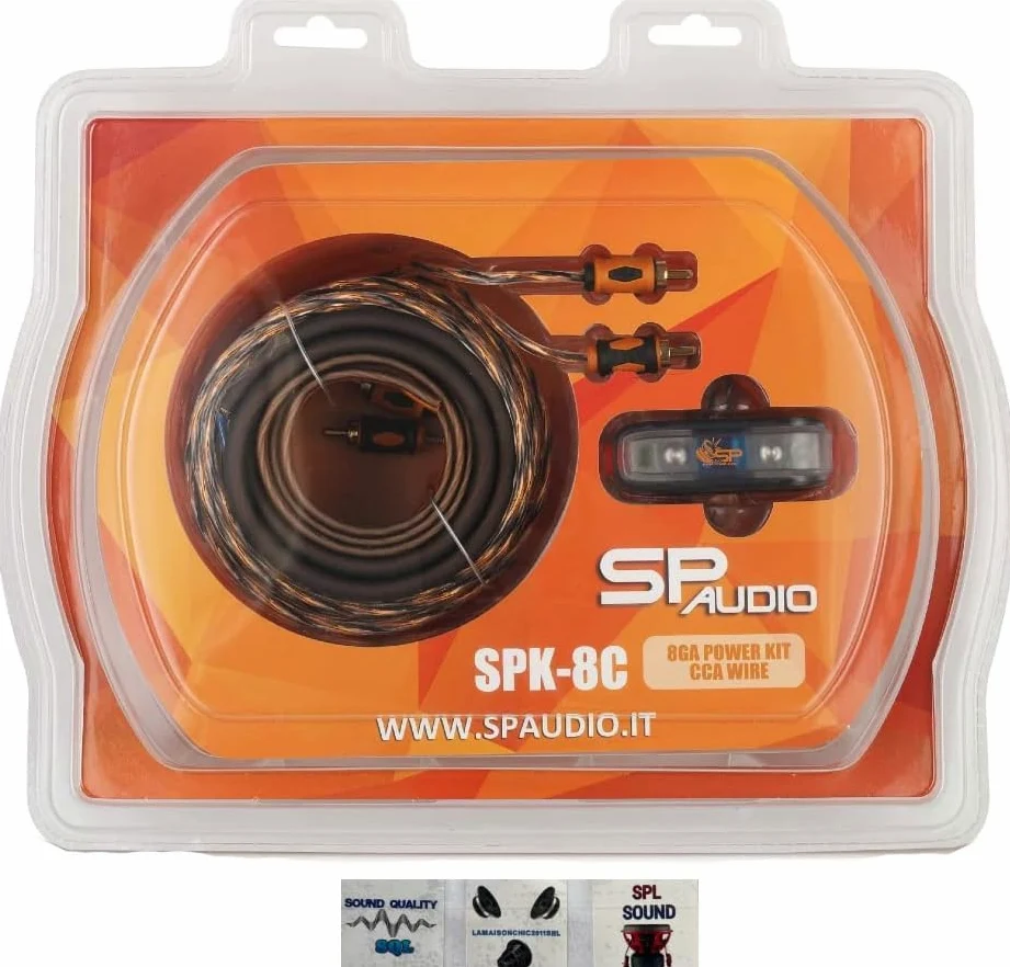 KIT SET PER SP AUDIO SPK-8C 1 kit cavi 8 awg, amplificatori altoparlanti, barca, piscina, hotel, ristorante, pizzeria, pub, bar, 1 kit + 3 sticker omaggio