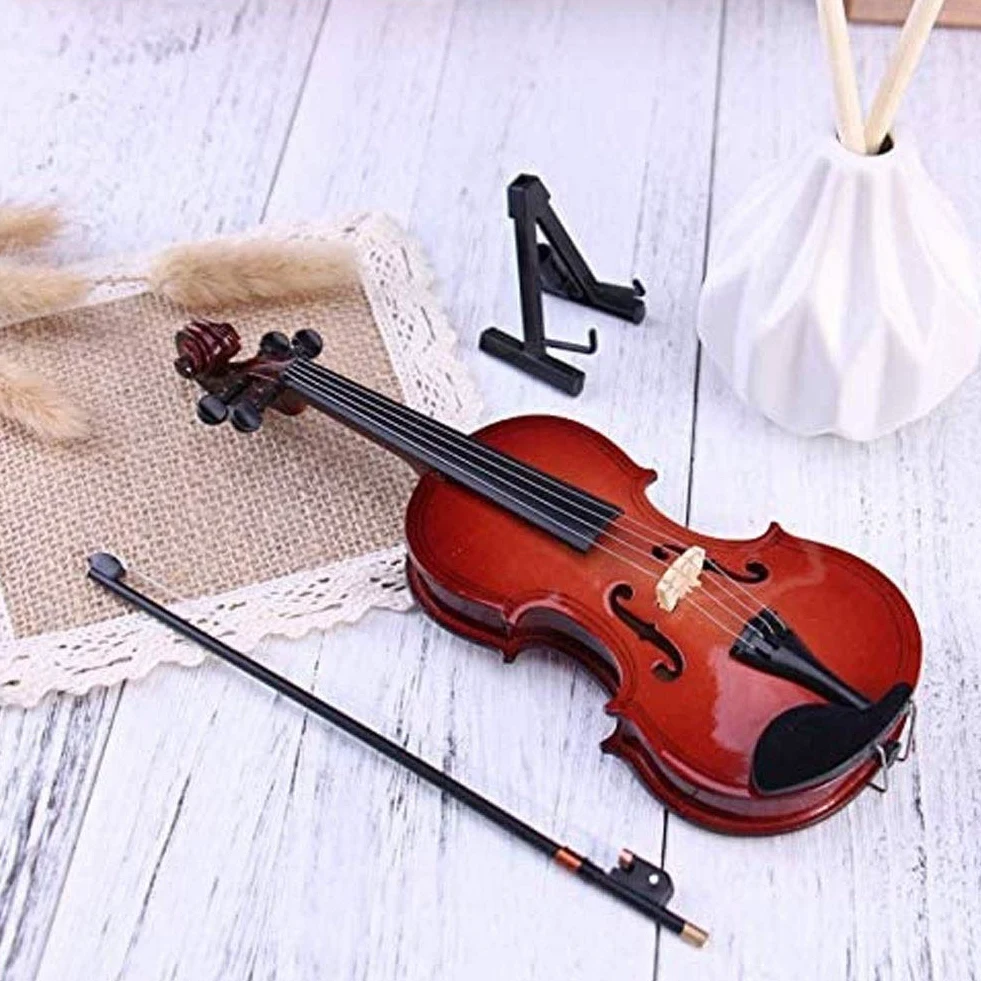 Violino Standard da Studente, per Principianti, Regali Violino Strumento Musicale Replica in Miniatura con Custodia, 8x3cm