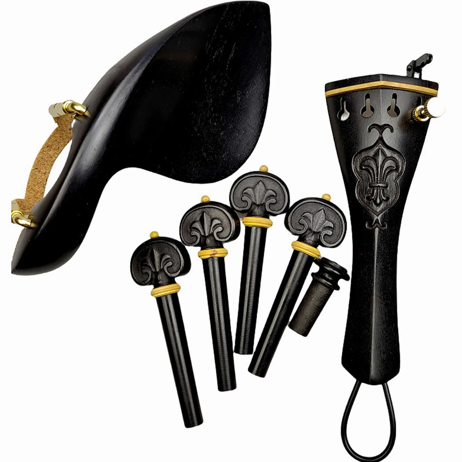 Piroli Accordatura Violino Set completo di accessori for violino, parti, piroli for violino intagliati, cordiera, mentoniera, puntale, misura 4/4(Violin accessories 2)
