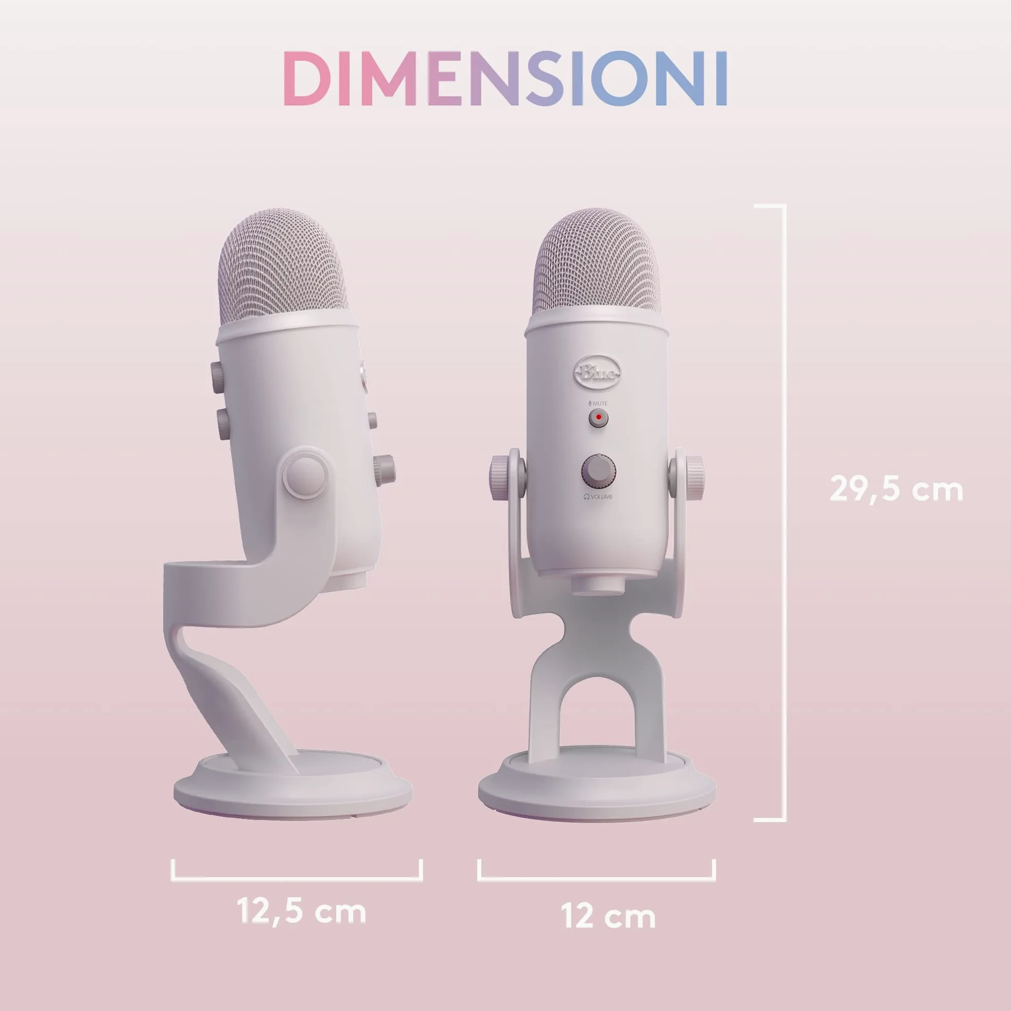 Logitech G Blue Yeti Premium USB Gaming Mic per lo streaming su PC e Mac, edizione speciale, effetti VO!CE blu, temi esclusivi Streamlabs, 4 modelli di pickup, Plug & Play - Bianco