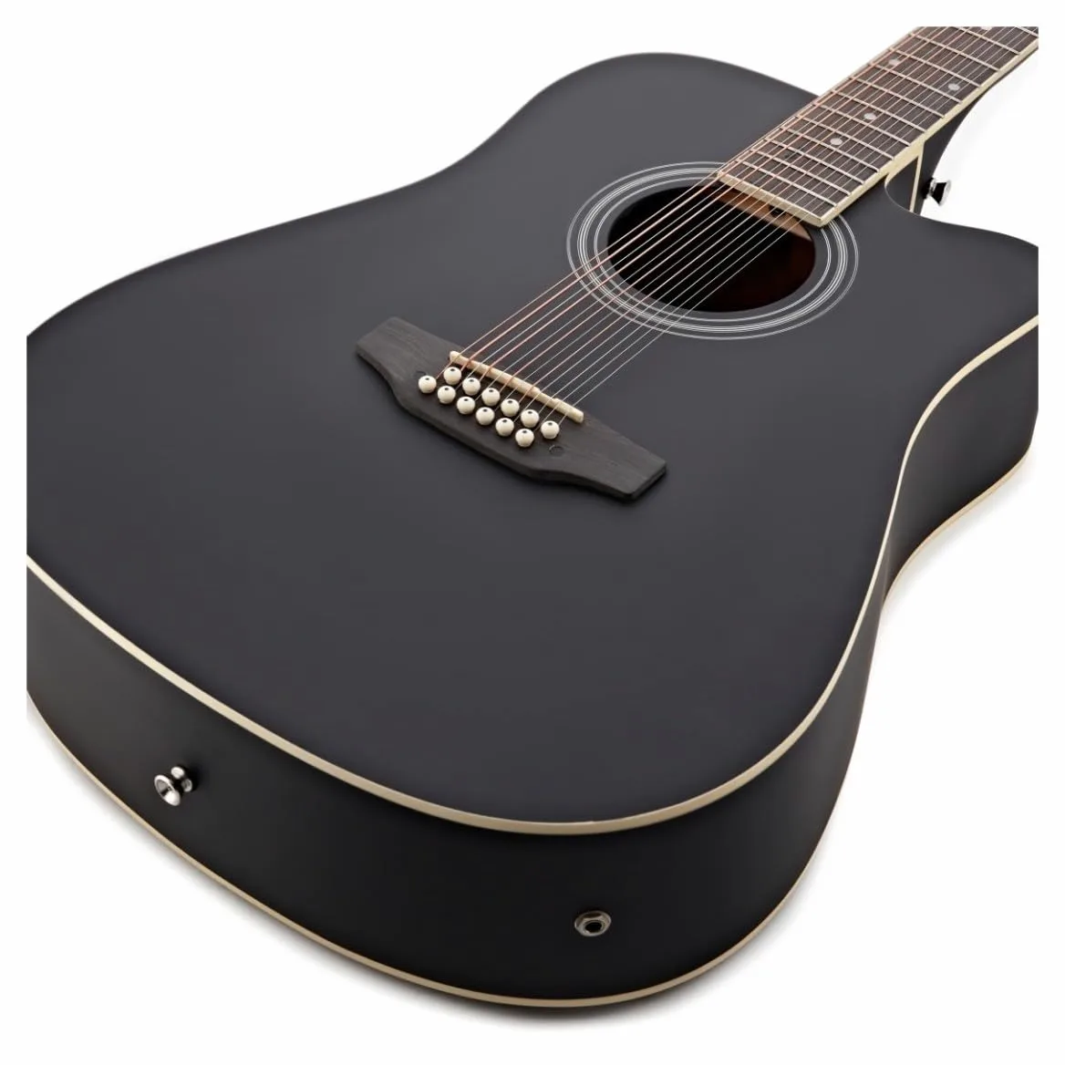 Kit Chitarra Elettroacustica 12 Corde Nera con Ampli | Preamplificatore completo con EQ 3 bande e controllo presenza, per principianti e suonatori esperti