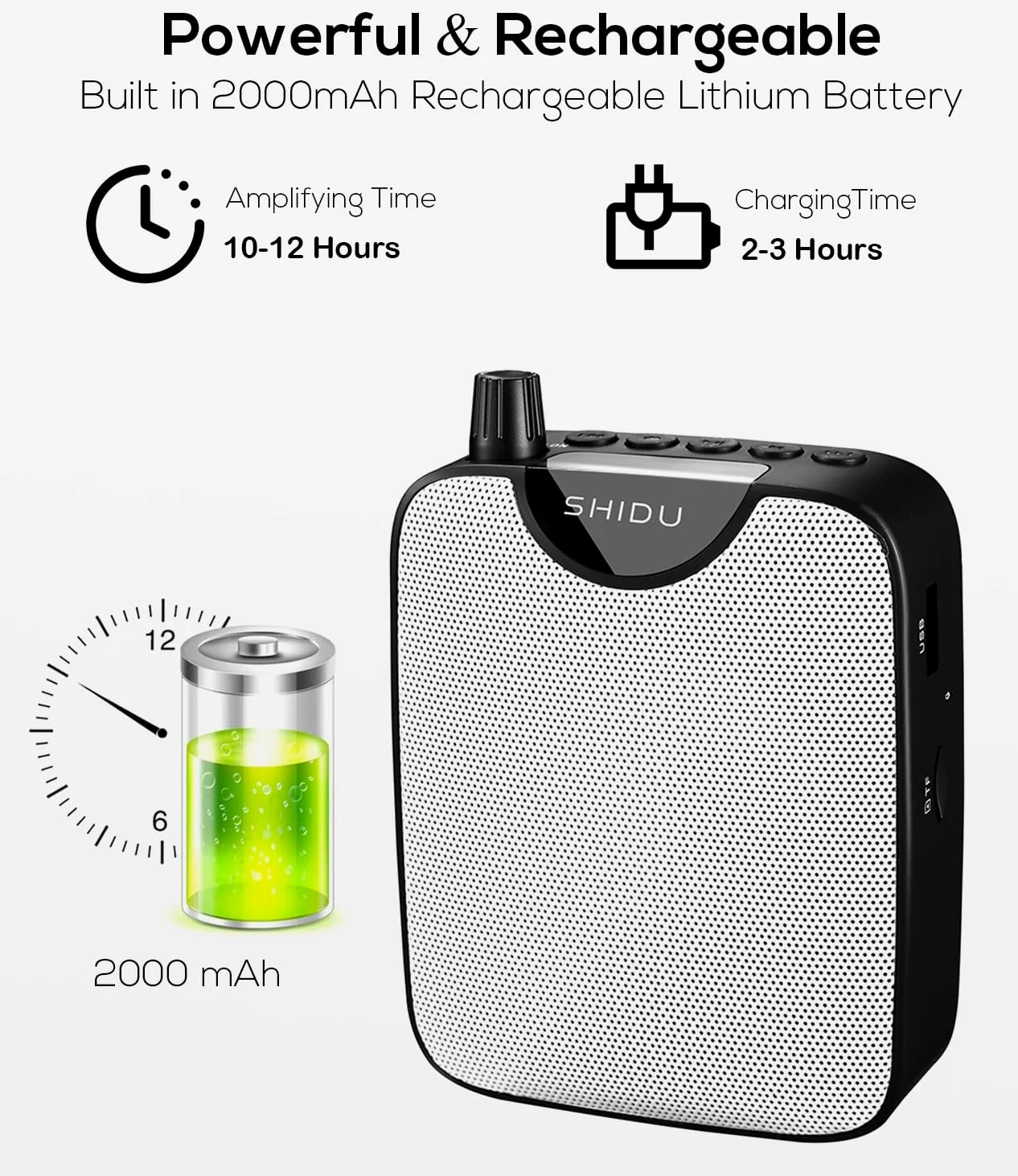 Amplificatore Vocale Senza Fili Portatile SHIDU Mini Sistemi Pa con Microfono UHF a cuffia amplificatori di voce ricaricabile batteria 2000mAh per insegnanti, canto, allenatori, formazione, yoga