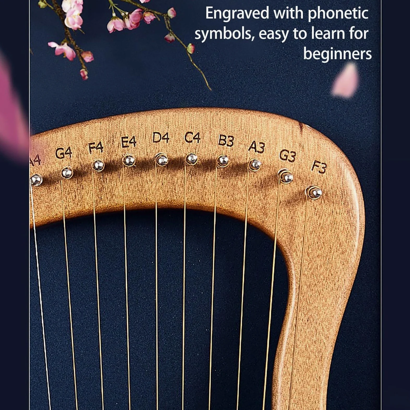 Lyre Harp 19,21,24,32 Corde In Metallo Strumento Musicale Principiante Portatile Arpa Lira Con Custodia, Chiave Di Accordatura, Corde Estratte, E Plettro(19-String Boxed - Coffee)