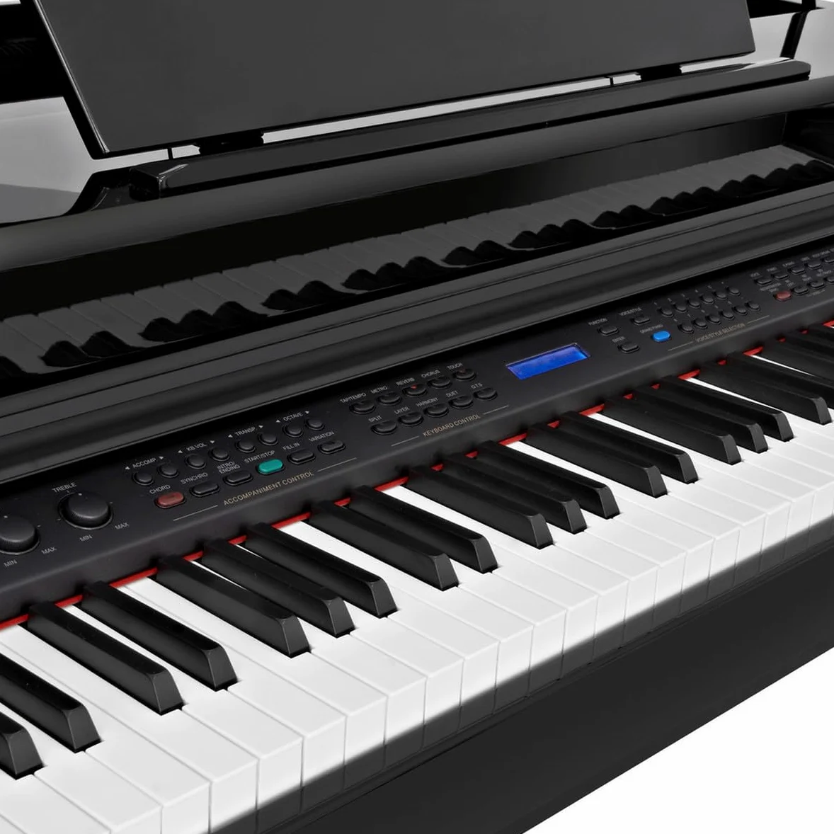 GDP-200 Pianoforte a Coda Digitale con Panca di Gear4music | Costruzione Splendida con Finitura Nera Lucida, 128 Voci Realistiche e Tasti Pesati, Panca da Piano Deluxe Inclusa