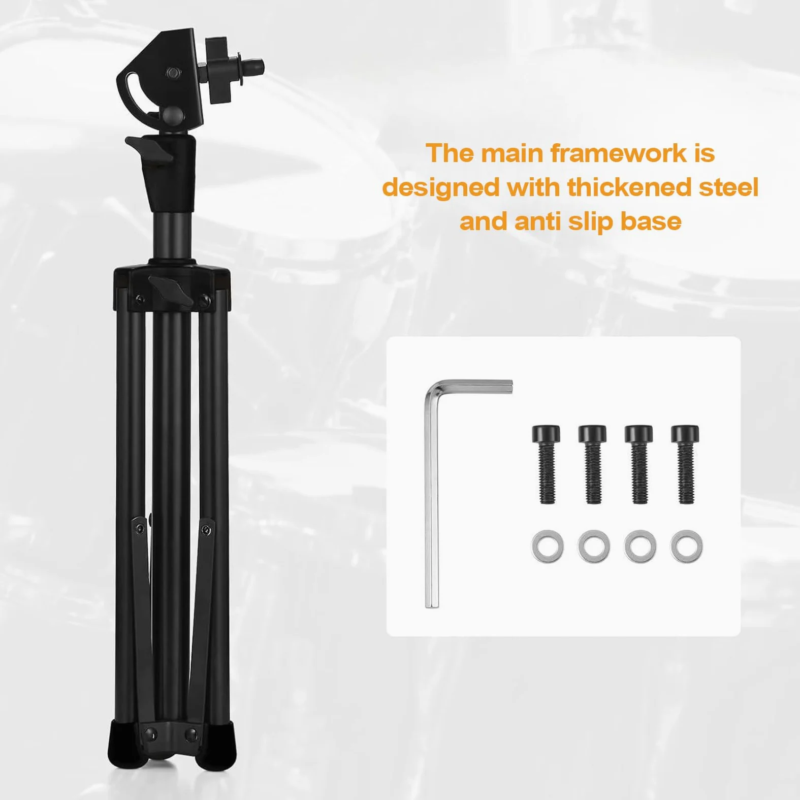 Supporto per batteria - Sùpporto pèr rullante | Supporti peŗ pad p̄er esercitazione pēr bàtteria, sup̃porto nero peř tavola p̃er percussioni a sollevamento silenzioso, trainer regolabile, soluzione pe