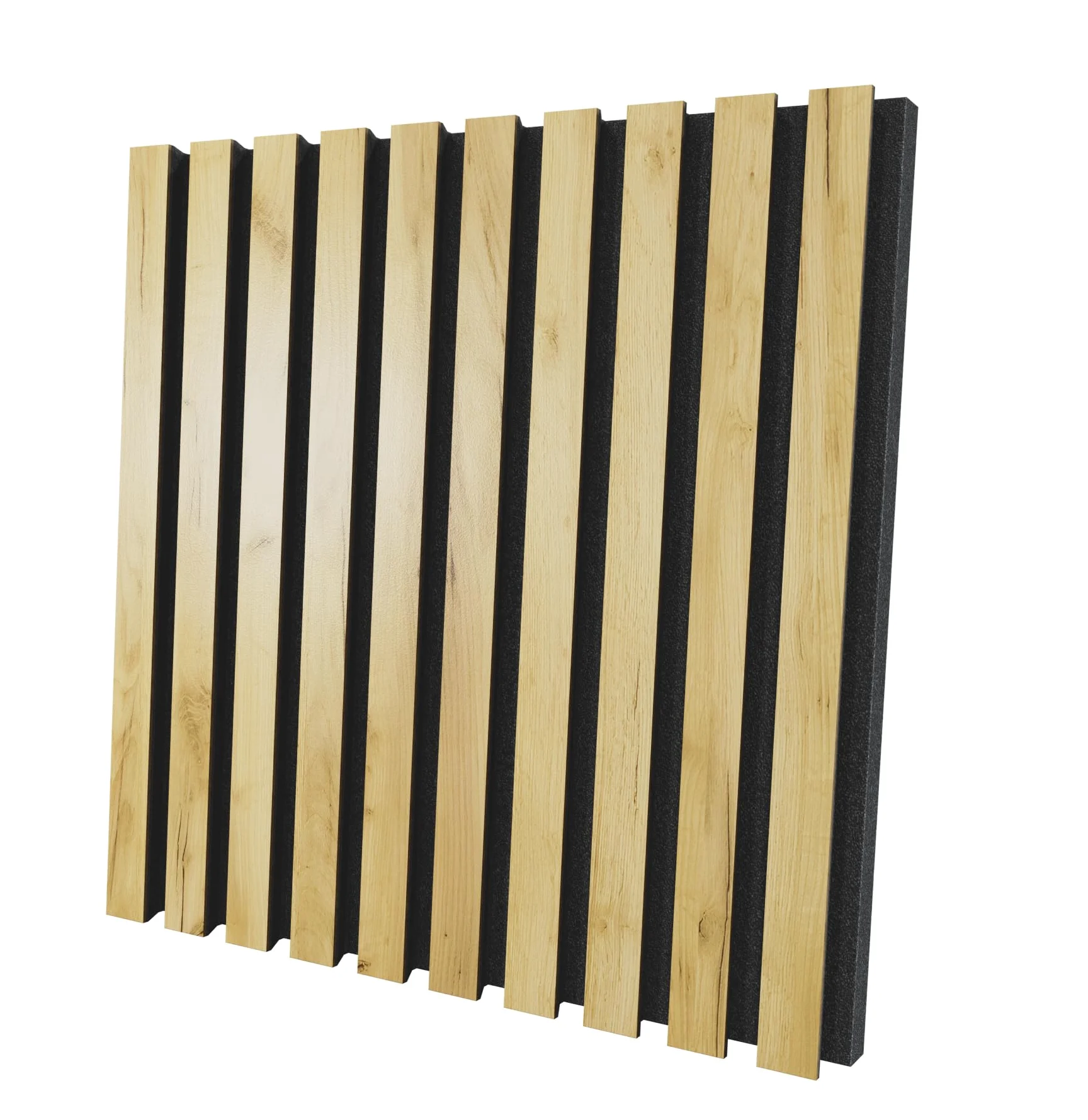 Set di 4 Pannelli acustici fonoassorbenti e diffusivi a doghe | 50x50x5cm | Assorbimento - Diffusione - Riflessione - Insonorizzazione | Legno laminato: [x4 POLE | Rovere]