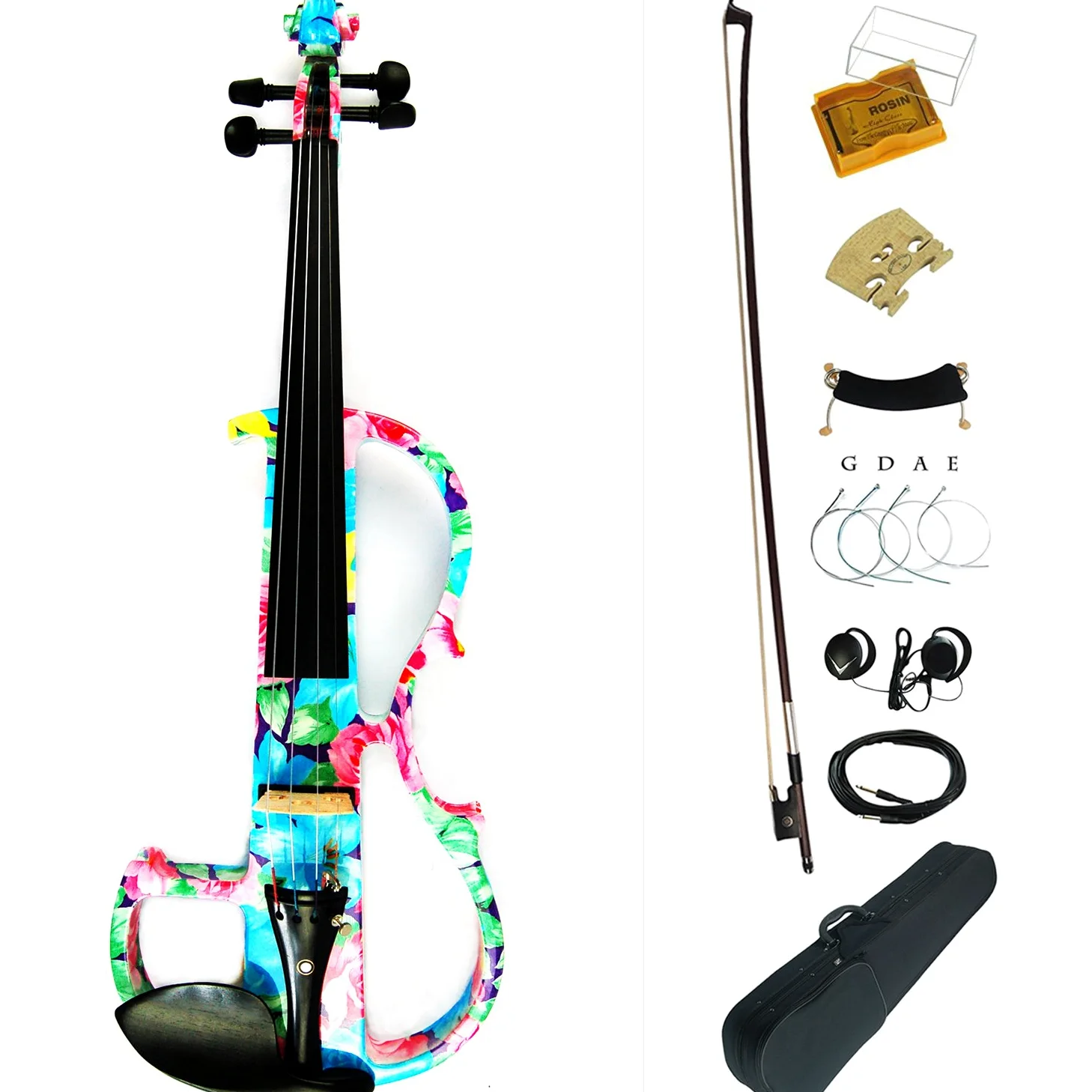 Aliyes - Violino elettrico professionale a mano da donna, silenzioso, 4/4, in legno massello, professionale, per principianti, per violino da viaggio, per spalla, 1002