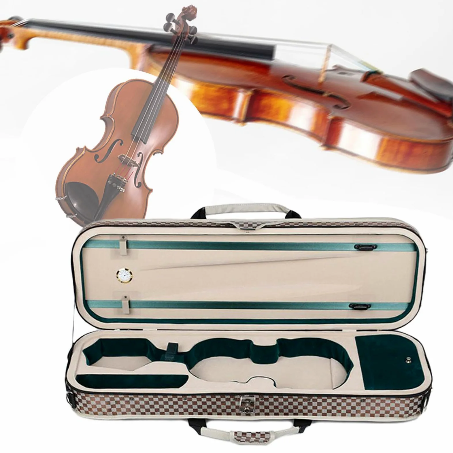 Custodia rigida per violino Custodia rigida per violino Custodia per strumenti musicali portatile per principianti, griglie bianche