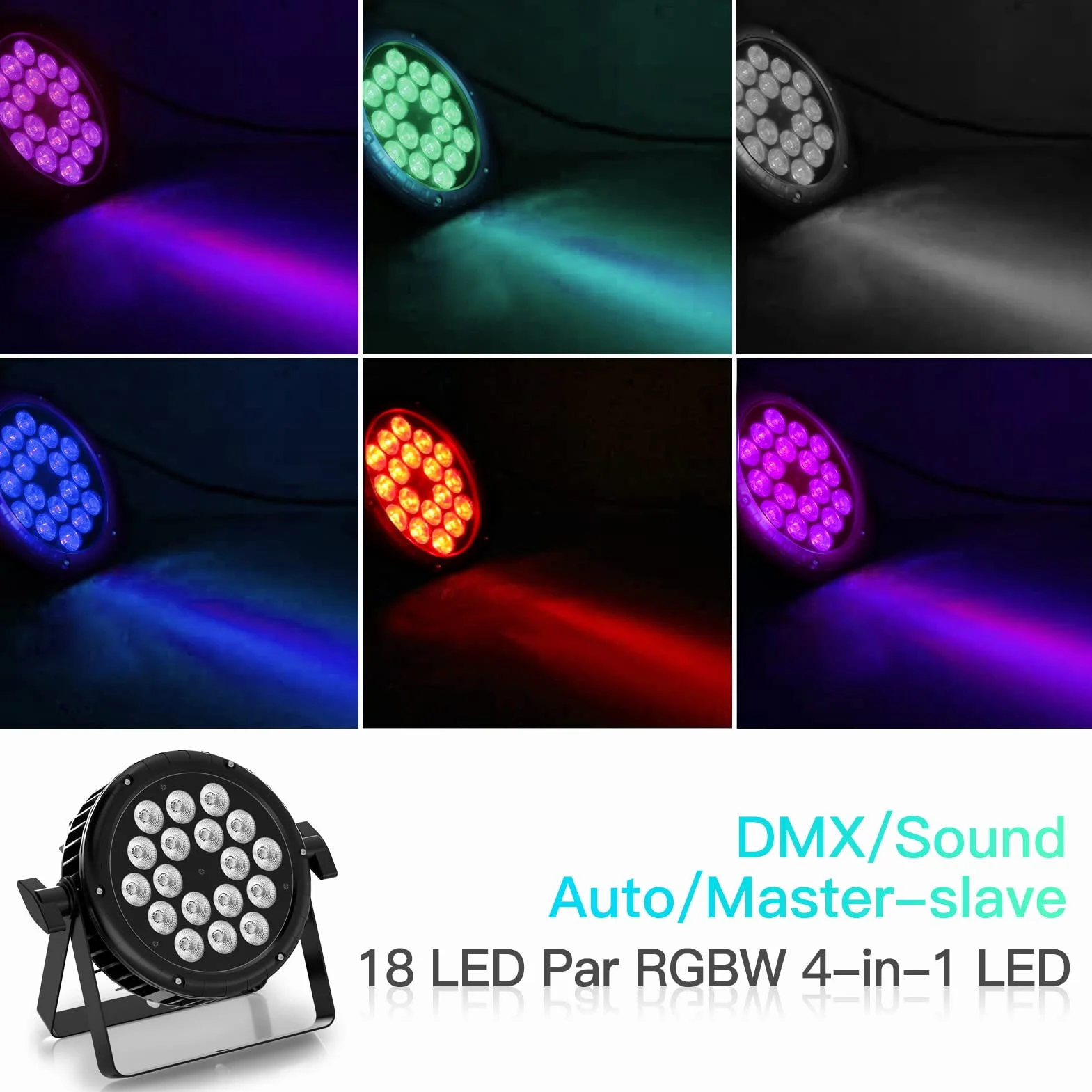 U`King 180W Par LED Impermeabile, RGBW Luce di Scena con 105cm cavo di alimentazione e cavo d- mx da 52cm, Luci del Palcoscenico supporto 4/8 CH, Utilizzare per all'aperto prato bar feste