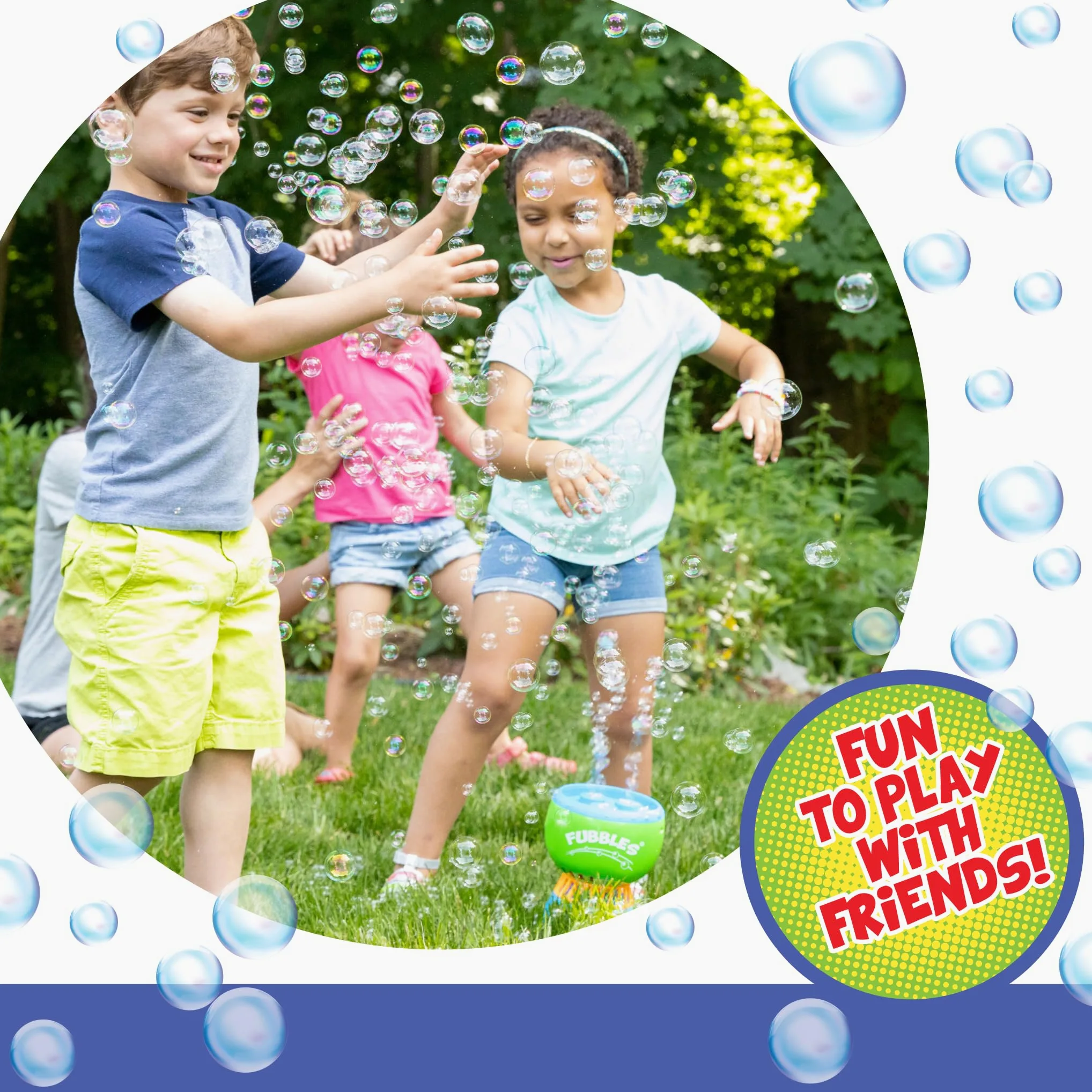 FUBBLES NO Spill Funfiniti Bubble Machine | Blows One Hour of Non Stop Bubbles | Amazon Exclusive Toy Set Includes 36oz of Non Toxic Refill Solution (Bubble Solution Bottle Colors Will Vary)