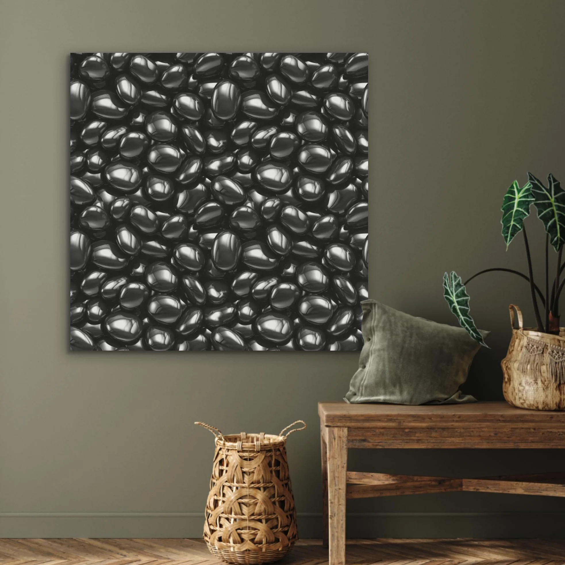 MuchoWow© Pannelli Fonoassorbenti Parete Acustici 90x90 cm Insonorizzanti Pannello Fonoassorbente Design Isolante Acustico Fonoisolanti Insonorizzazione Stanza Nero - Lucido - Pietre