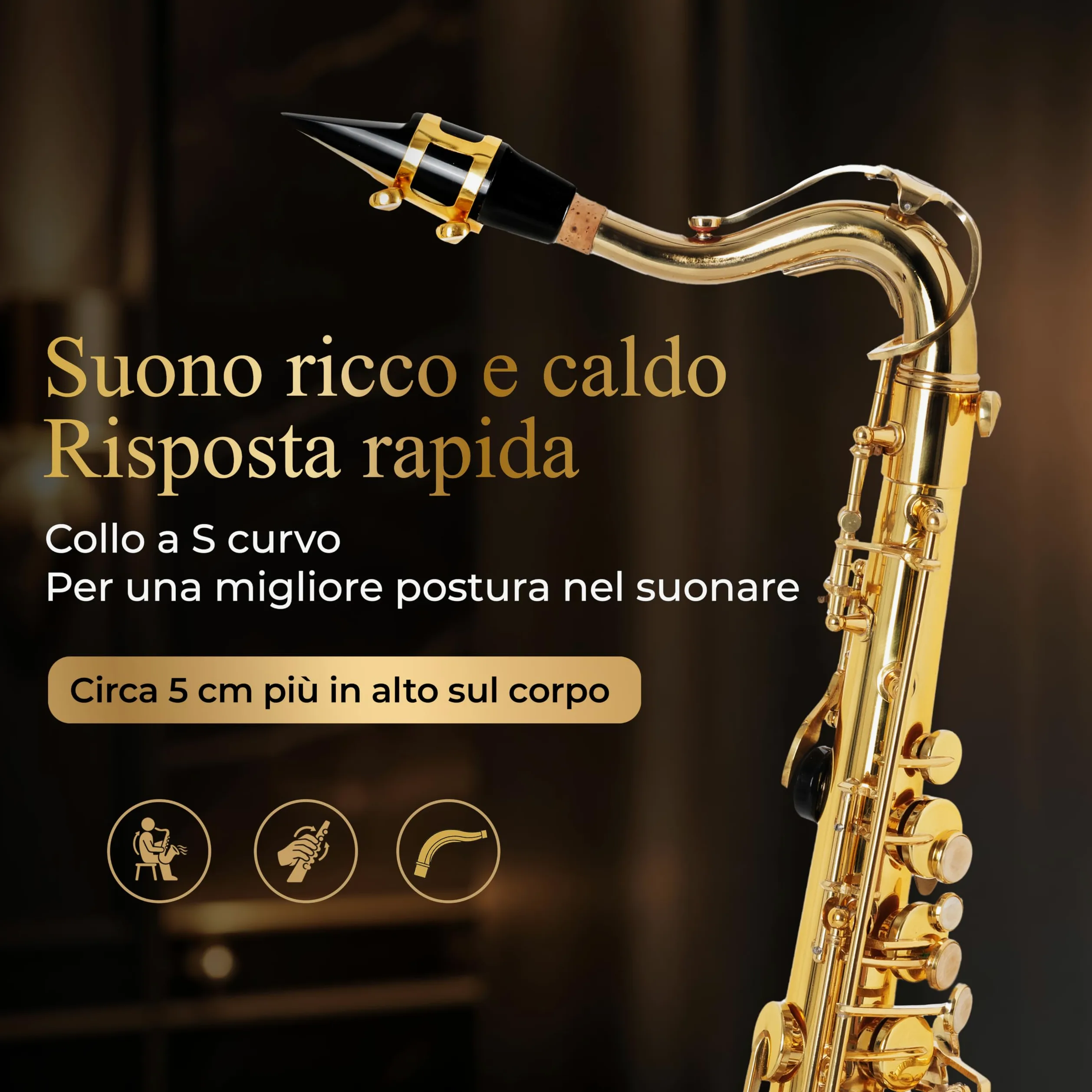 Classic Cantabile Youngstar AS-420 Sassofono Alto per Bambini, Generale | Meccanica ergonomica adatta ai bambini con chiavi ravvicinate, Privo di chiavi D#/E/F e meccanica del campanello, Peso: 1