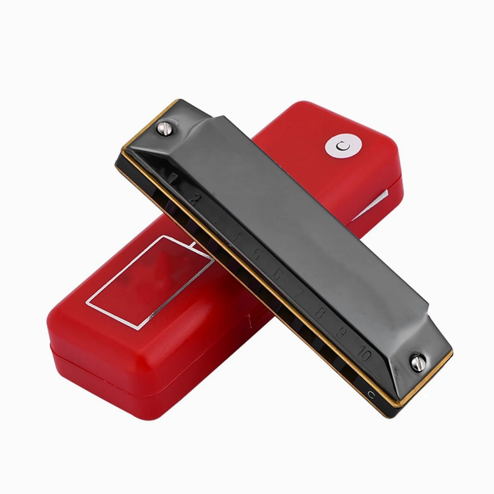 Armonica Harmonica C Tone Key 10 Holes Arpa Tastiera Strumenti Musicali Professionali Fisarmonica (Color : BK)