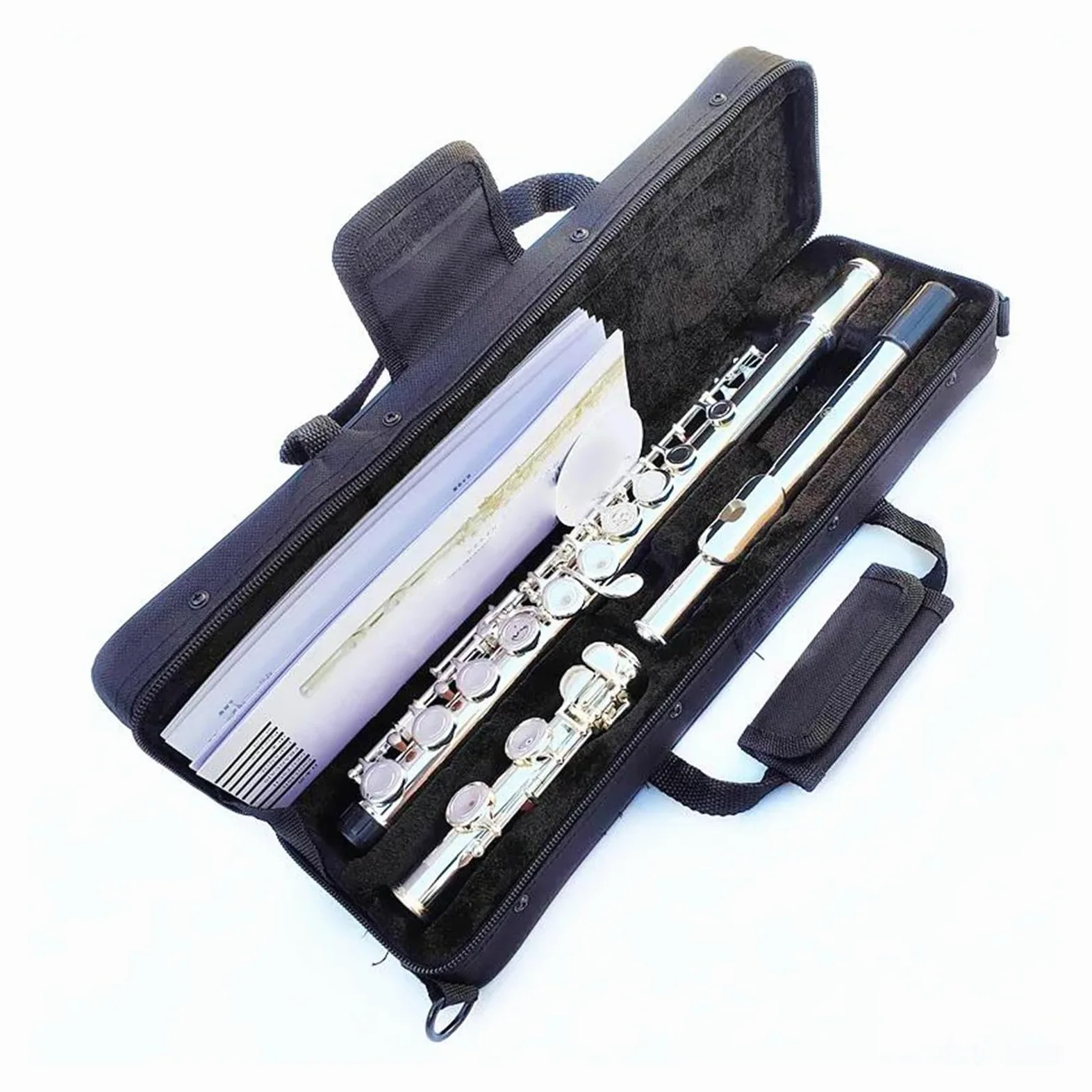 Set di flauti a 16 Fori Chiusi con Chiave di Mi, Flauto Placcato in Argento, Tono di Do, Materiale in Rame Bianco, Strumento Orizzontale.,