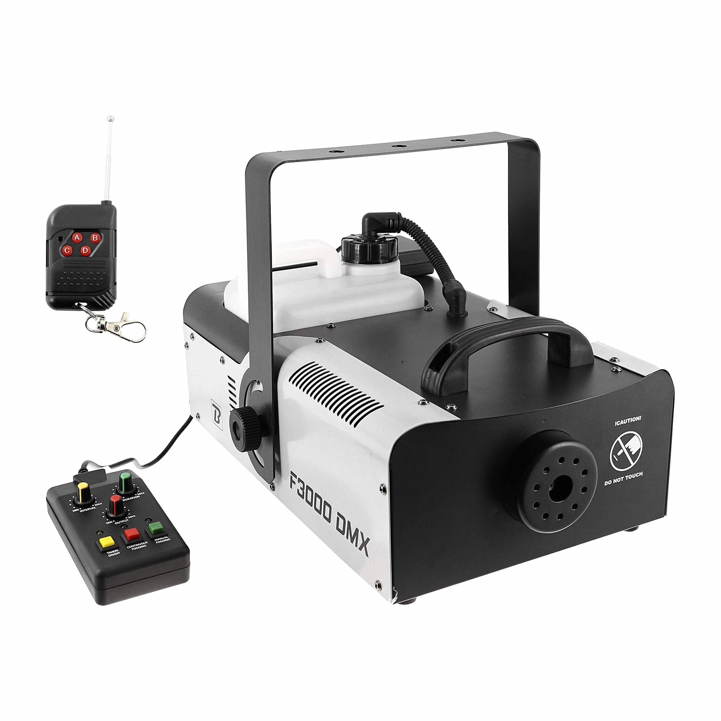 BOOMTONE Machine à fumée F3000 DMX, idéale pour mariage, soirées à thèmes, discothèque, fournie avec deux télécommandes 1 filaire et 1 sans fil, facile à transporter