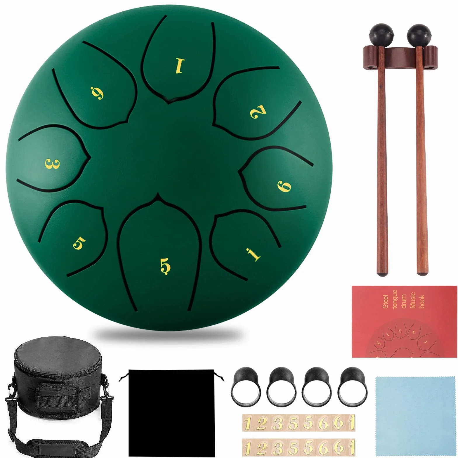 Steel Tongue Drum,6 Pollici 8 Note Do Maggiore Accordato Tamburi in Acciaio,Strumento a Percussione con Bacchette per Tamburi Carry Bag Note Sticks per Meditazione Yoga Zazen Sound Healing
