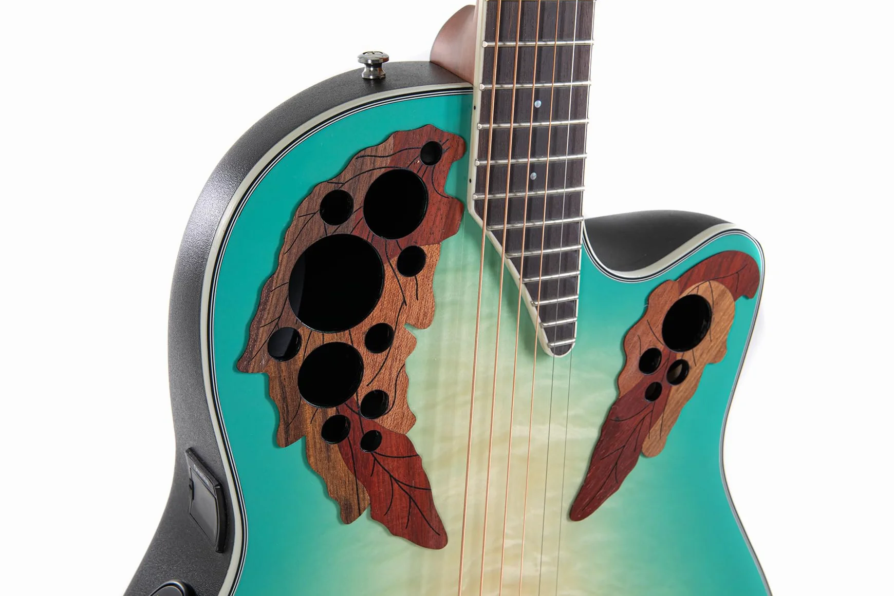 Ovation Chitarra acustica elettrica Celebrity Elite Plus CE44X Mid Cutaway – Coperta in legno pregiato – Mid-depth Lyrachord Body – Mintburst – CE44X-9B-G