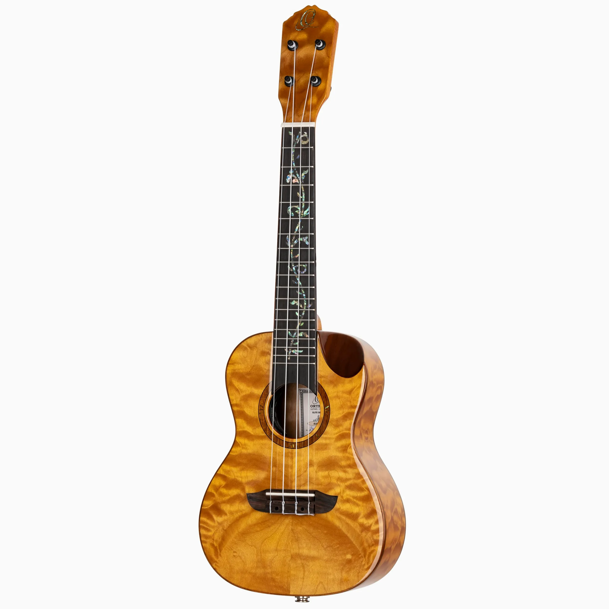 Ortega Guitars Ukulele Concerto Elettro-Acustico – Elite Series – Gig Bag Inclusa – Quilted Acero, Natural (RUET-QMA)
