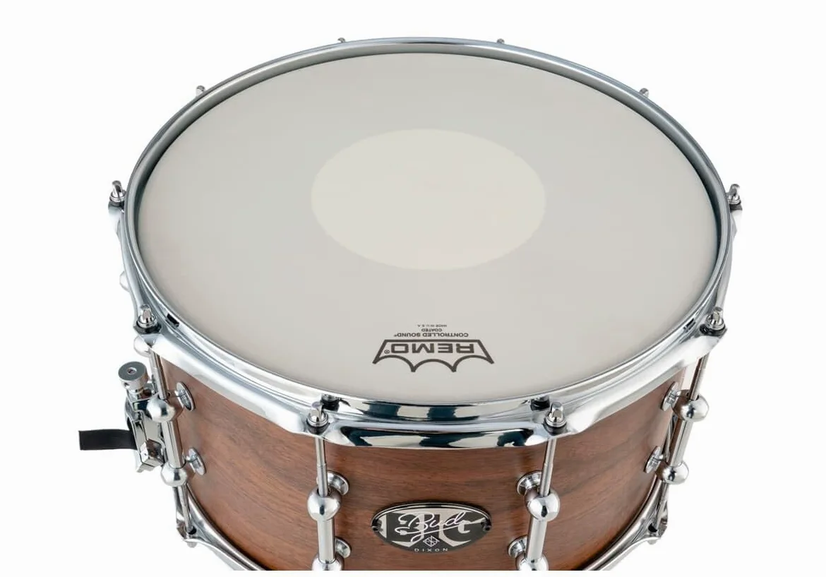 Dixon Artisan Signature Snare 14"x8" PDSAN814GBU - Bissonette Gregg "Big Bud" - Caldaia a 6 strati in noce/acero, tappeto a 42 spirali, Remo Felle, Deluxe Tube Lugs, Power Hoops