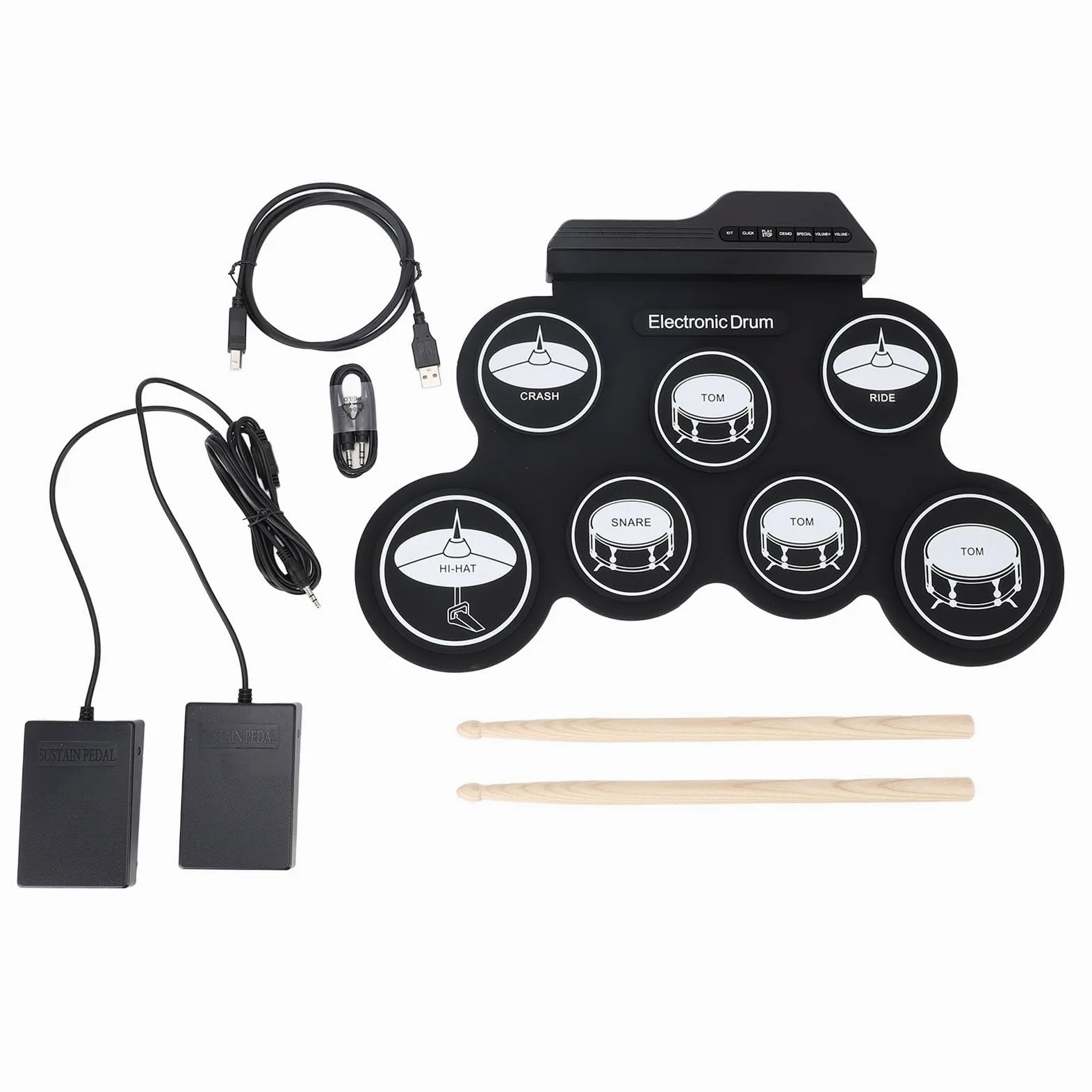 Pad per Batteria Elettronica Portatile USB, Set di Batteria Elettronica Pieghevole a Mano per Principianti, qualità del Suono Realistica, Metronomo per Musica Latina Pop Rock, Ottima Scelta