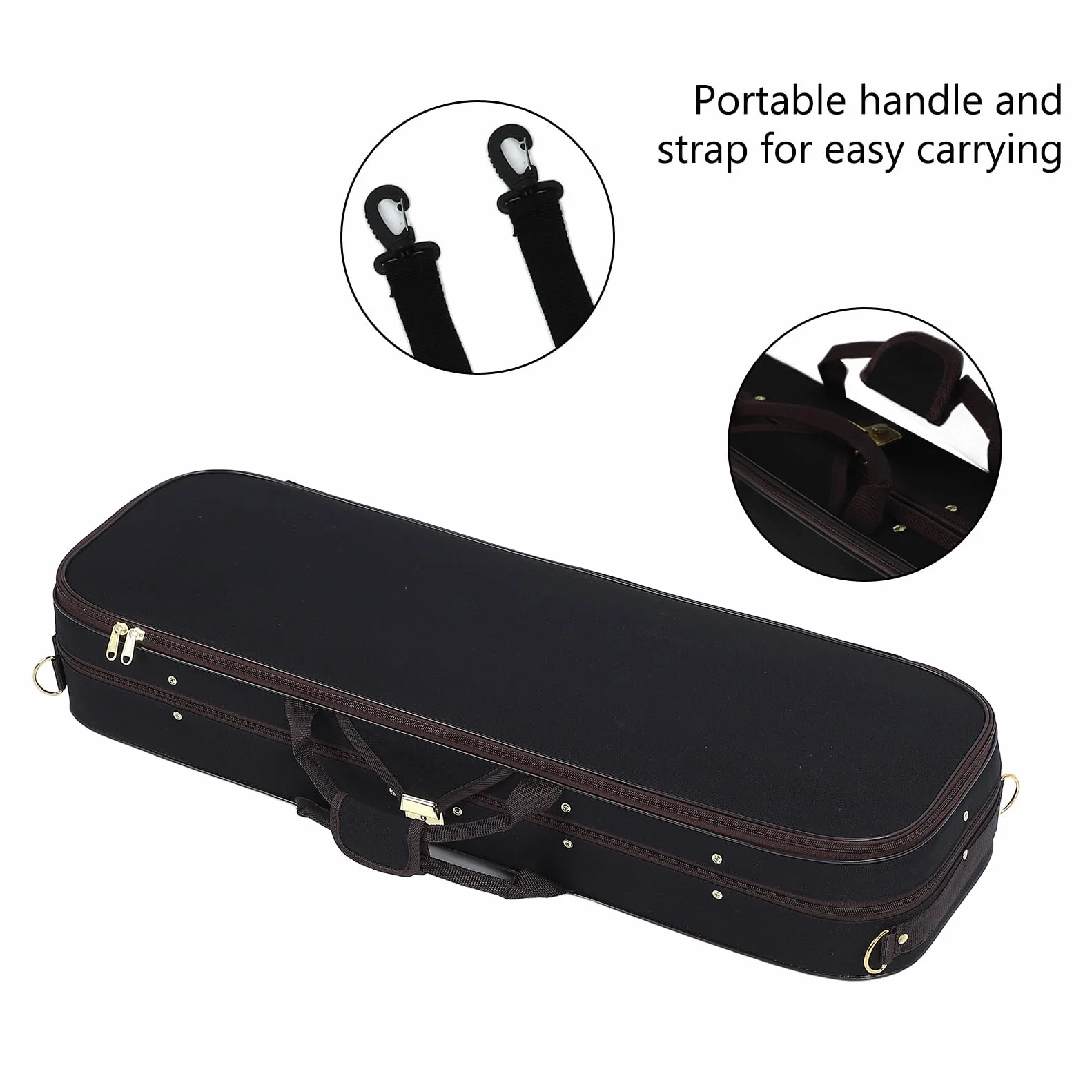 flexman Scatola per Violino 4/4, Custodia Rigida per Violino con Manico Portatile 2 Tracolle, Borsa da Viaggio per Violino, Custodia Protettiva per Strumento