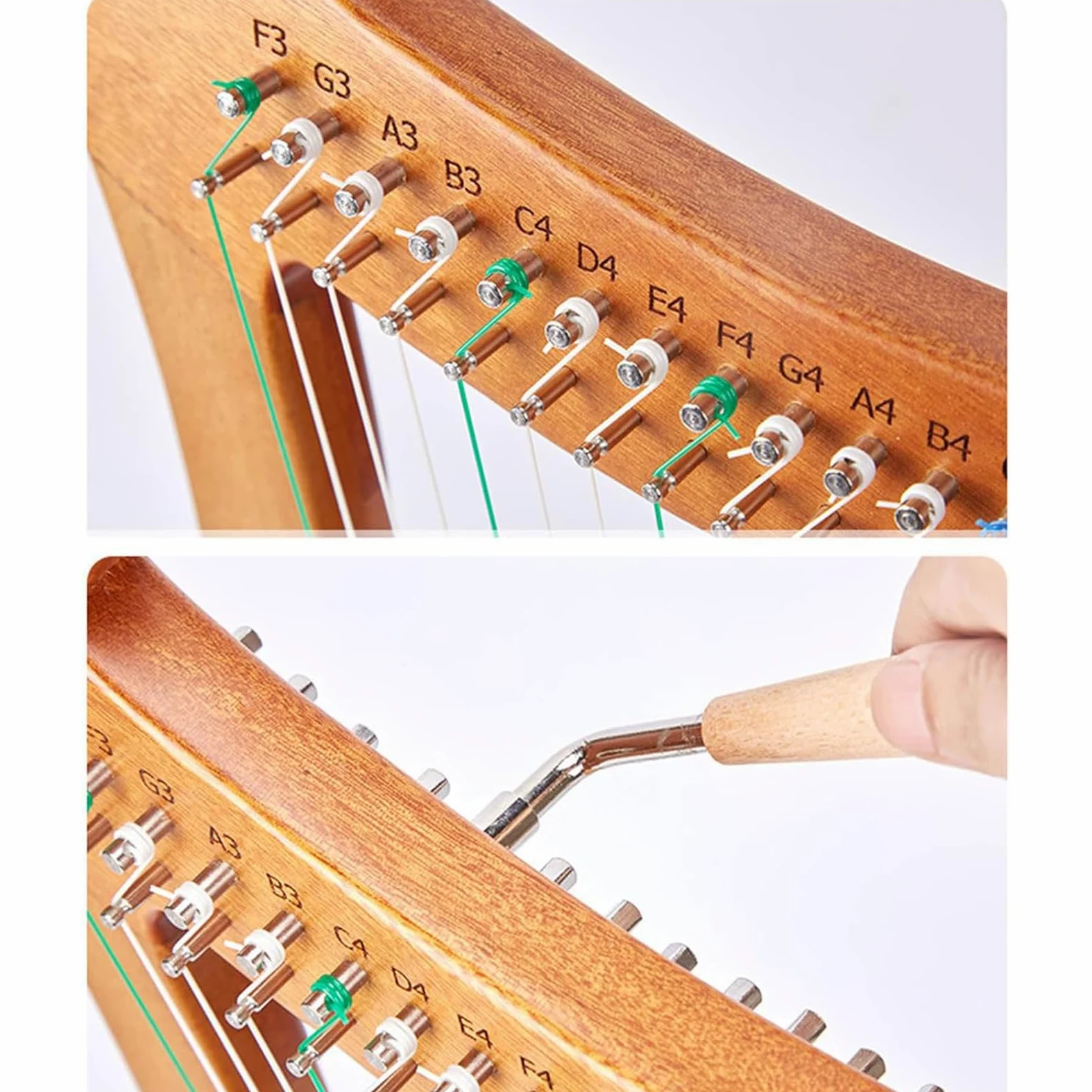 Arpa Celtica Irlandese, Arpa a Leva in Mogano a 19 Corde, Arpa a Lira in Mogano a 3 Fori con Chiave per Accordatura E Custodia Nera, Strumento Musicale di Risonanza, per Amanti della Musica