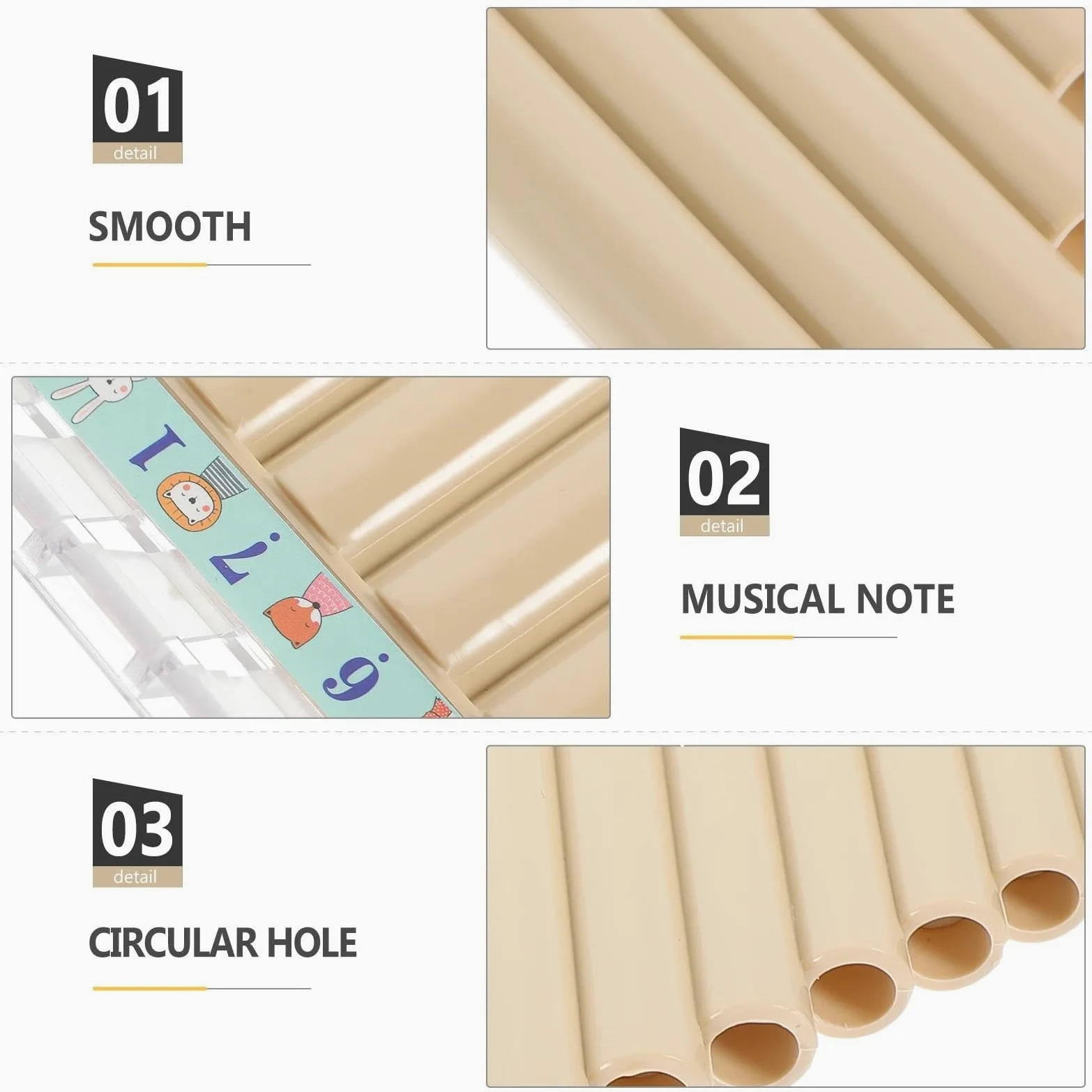 Flauto Di Pan 16 Tubi Strumento Musicale Resina Abs Principiante Flauto Di Pan Portatile