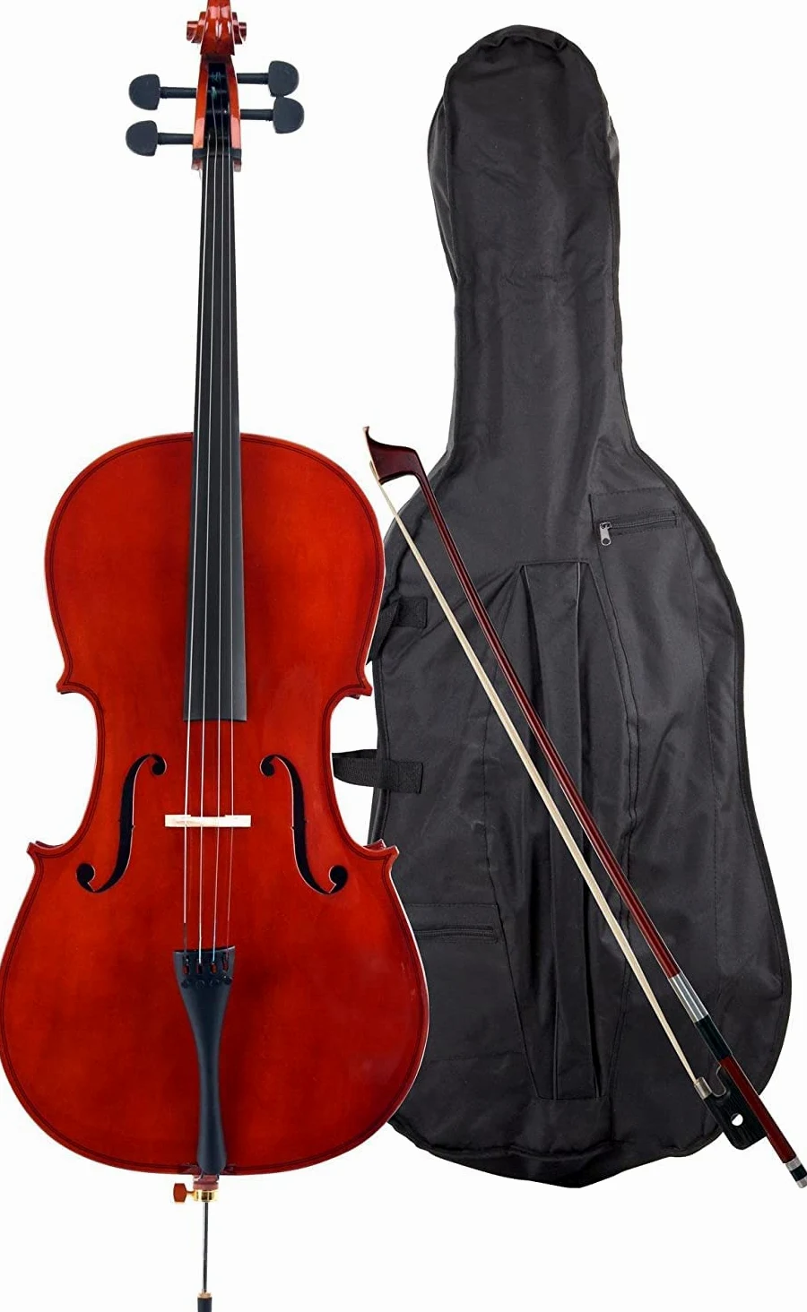 ffalstaff Violoncello da Studio con Fondo e Face in Acero, Top in Abete e Componenti in Palissandro, Custodia Imbottita Inclusa (Laminato con Finitura Lucida) (4/4)