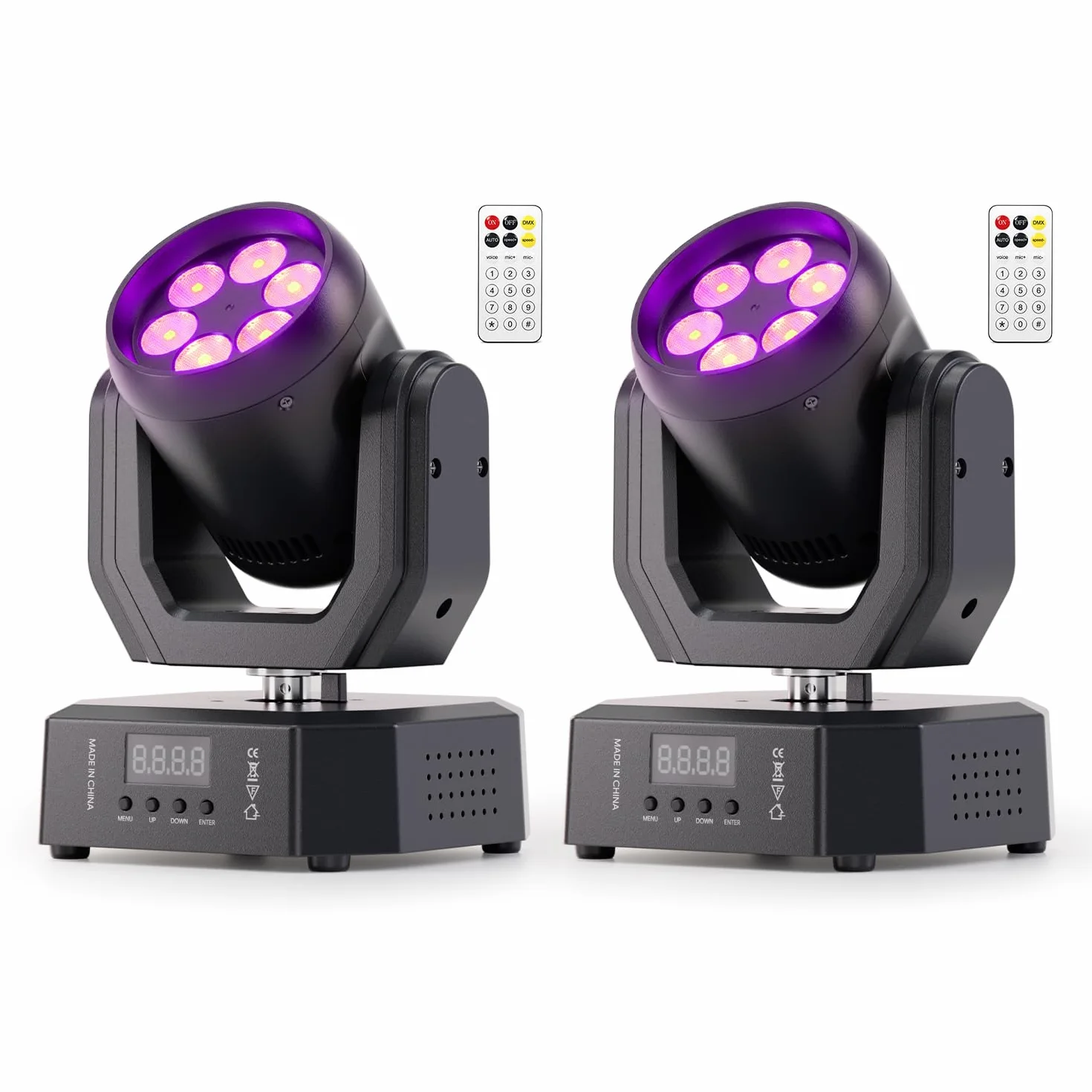 Lira LED Luce Palco Mobile 30W con Telecomando, Wash Gioco di Luce Serata 6 LED RGBW Mini Luce Festa DMX512 Effetto Fascio Controllo del Suono per DJ Discoteca Bar Concerto 2PCS