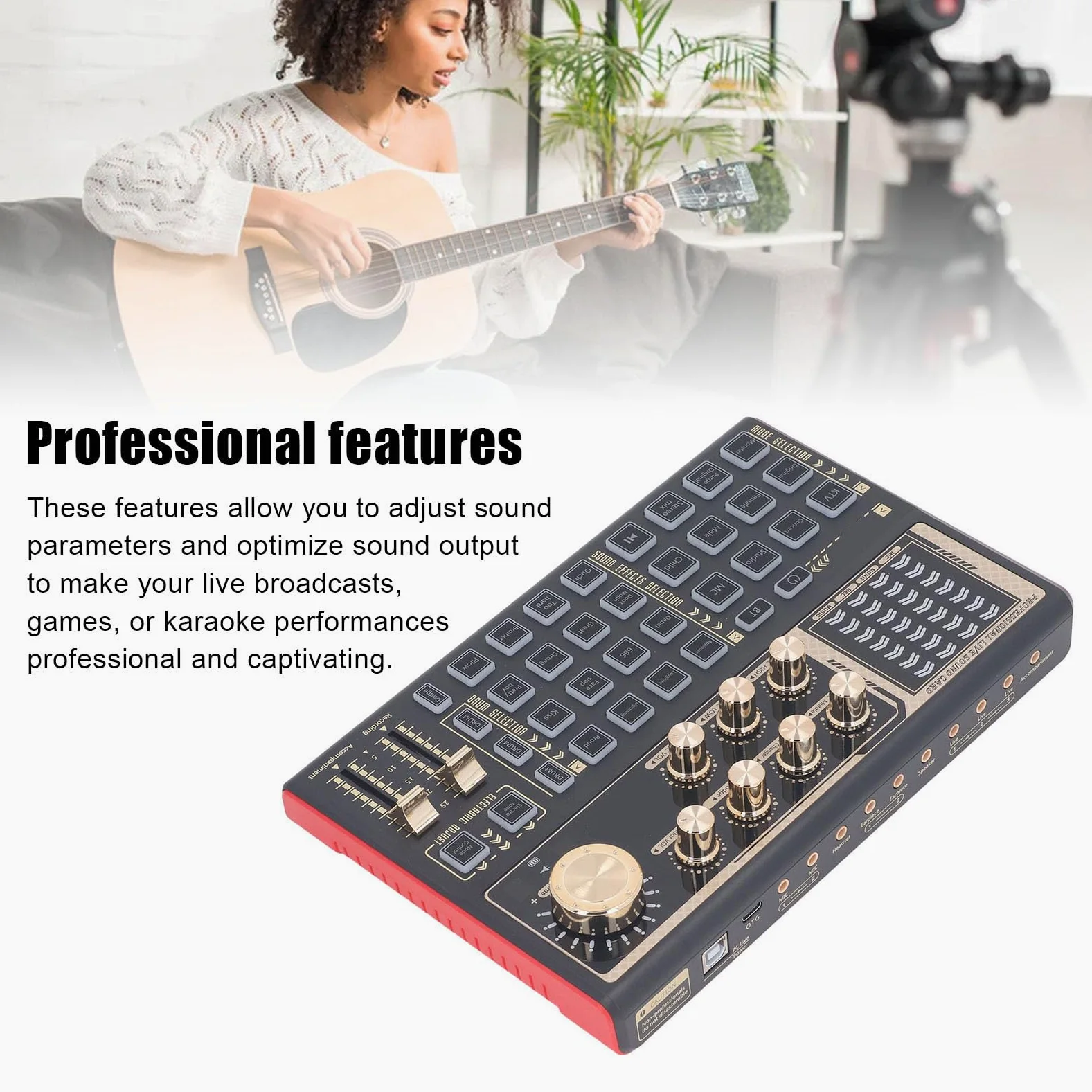 Scheda Audio Dal Cambia Voce, Mixer Audio Portatile Effetti Sonori, Schede Audio Esterne per Streaming Live Registrazione Accompagnamento Giochi