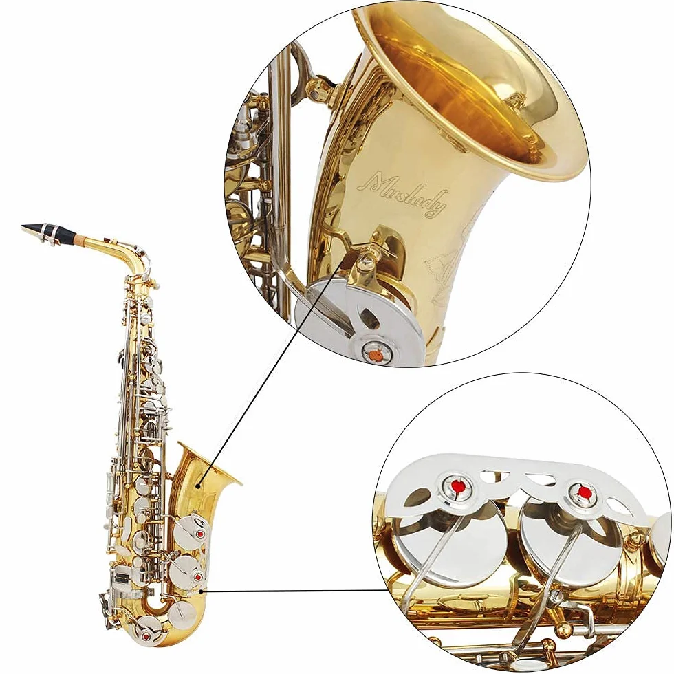 Btuty Sassofono Contralto In Ottone Lucido Inciso Eb E-Flat Natural White Shell Button Strumento A Fiato Con Custodia Guanti Muto Panno Di Pulizia Spazzola Per Cintura