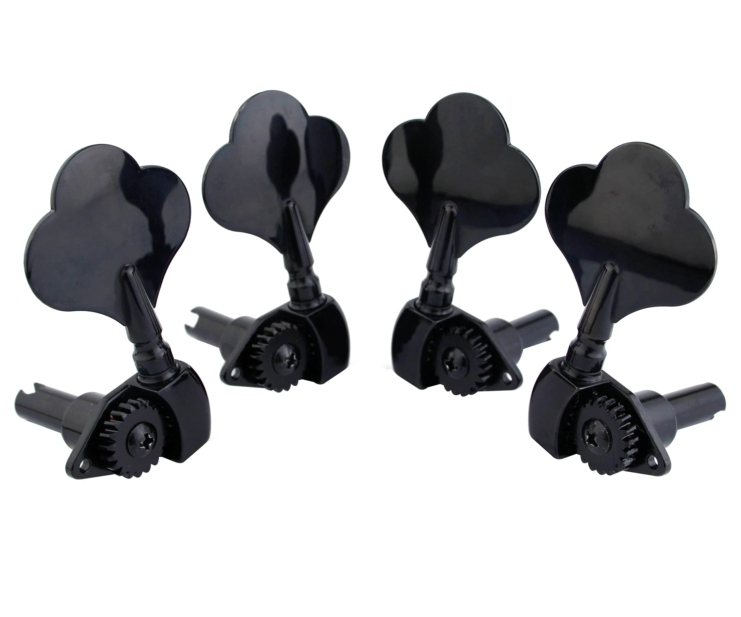 Guyker Testa per basso elettrico a telaio aperto (2R + 2L) - 1:20 Ratio Gear Tuners Tuning Key Pegs - nero