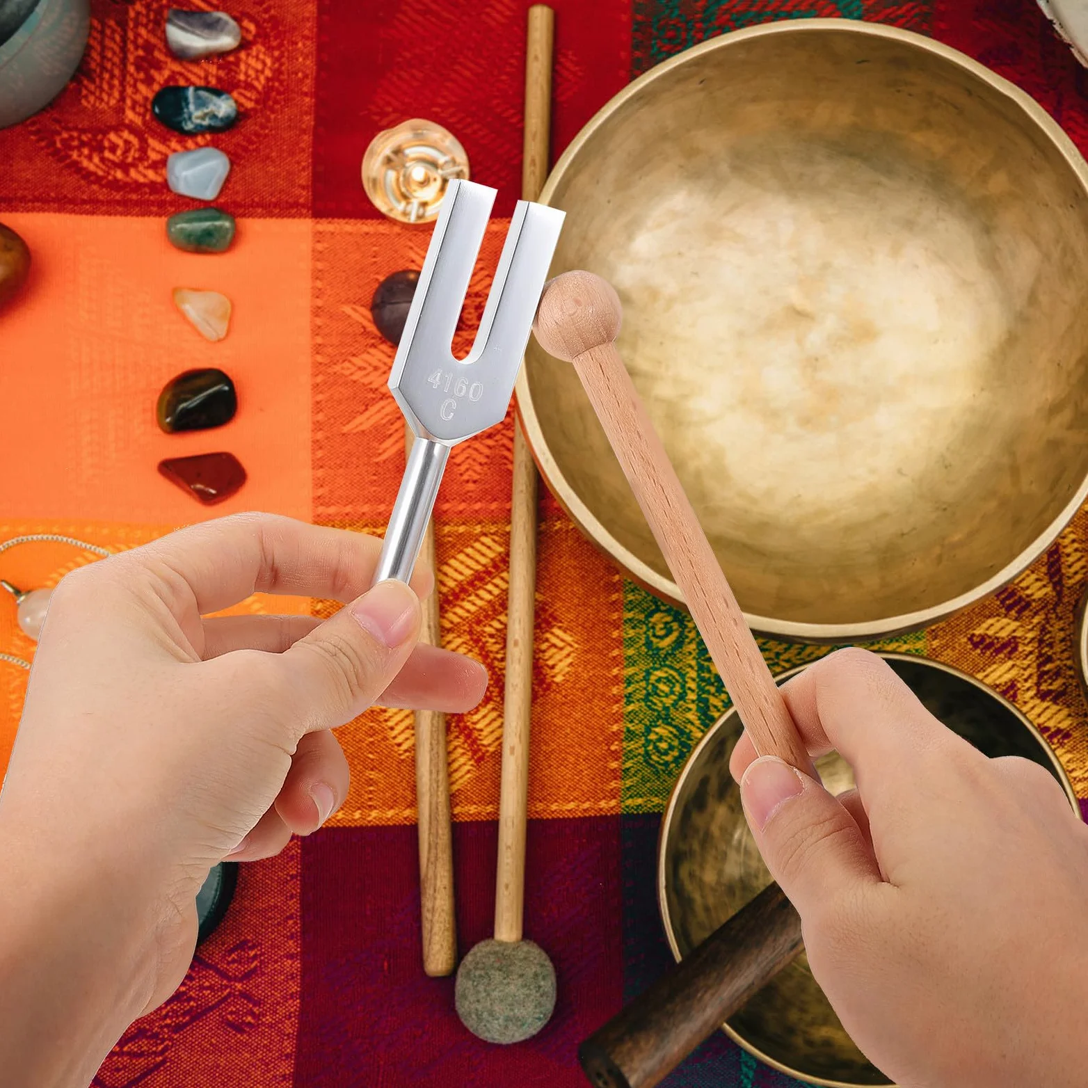 GALPADA Set di Diapason in Lega di Alluminio con Martello per Chitarra e Terapia Chakra, Include Borsa Portaoggetti, Strumento per Esperimenti di Fisica, Accordatura Precisa