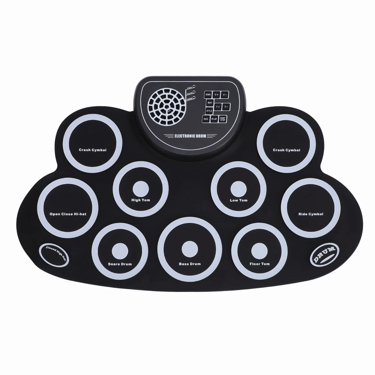 Set di batteria elettronica, batteria elettrica portatile, altoparlante integrato ricaricabile, batteria elettronica con jack per cuffie, 9 cuscinetti in silicone per bambini e adulti