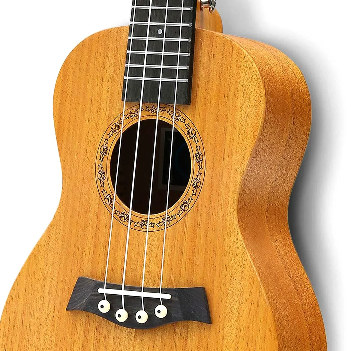 Ukulele da concerto con parte superiore in mogano, 58,4 cm, con accessori per ukulele con custodia, tracolla, corda in nylon, plettri 21 inch Naturale