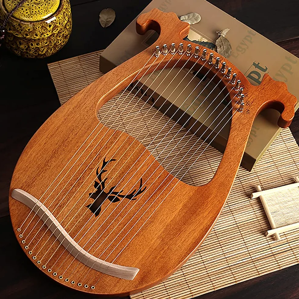 16 stringhe Lyre Harp, strumenti musicali arpa Mahogany Body con chiave a accordo, lobi, plettri (alce - giallo)