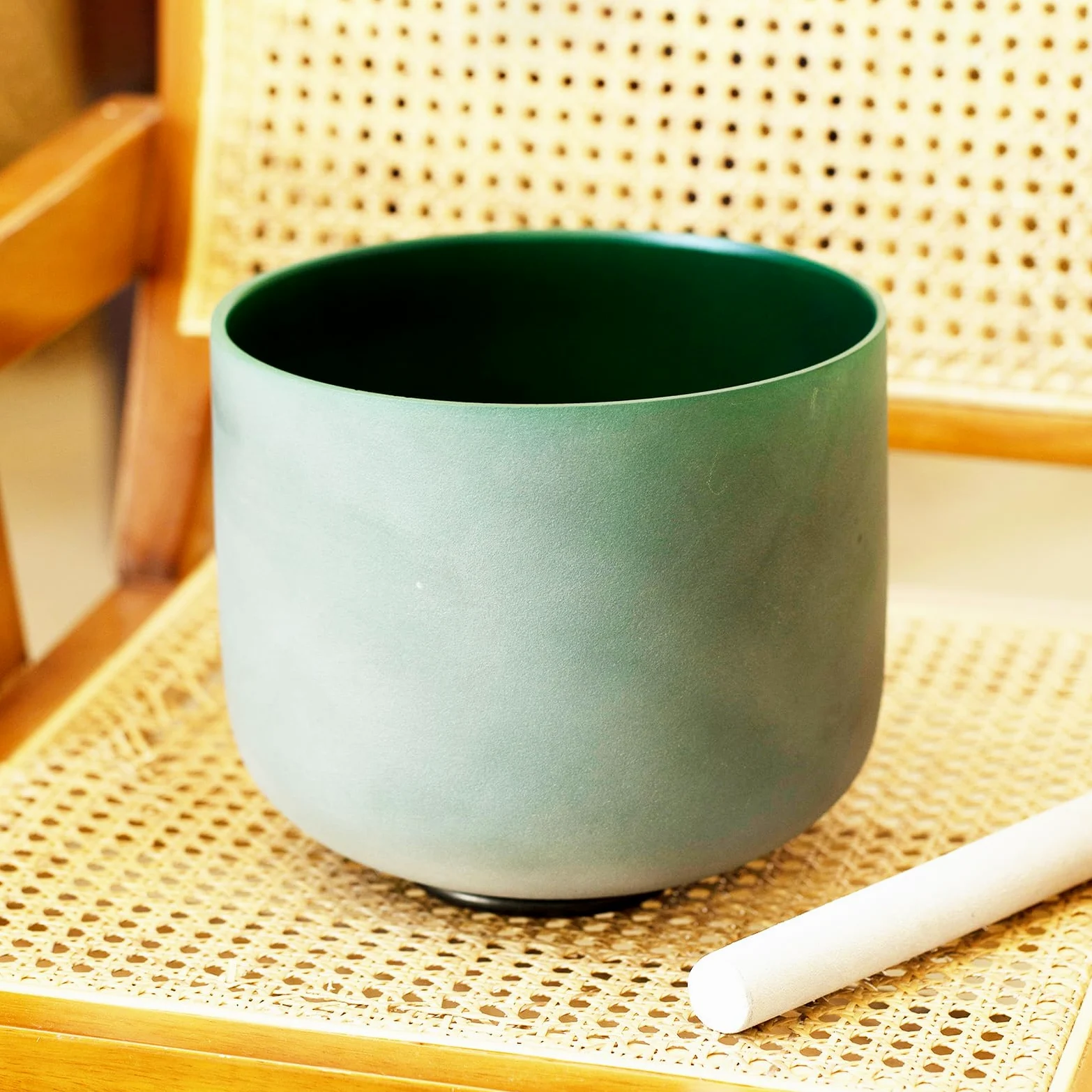 Hye-eun 8 Pollice F Nota Verde Quarzo Colorato Canto Ciotola Canto Chakra Del Cuore per Yoga Suono Guarigione Meditazione con Caso Indossare e Mallet cristallo bilance sonore