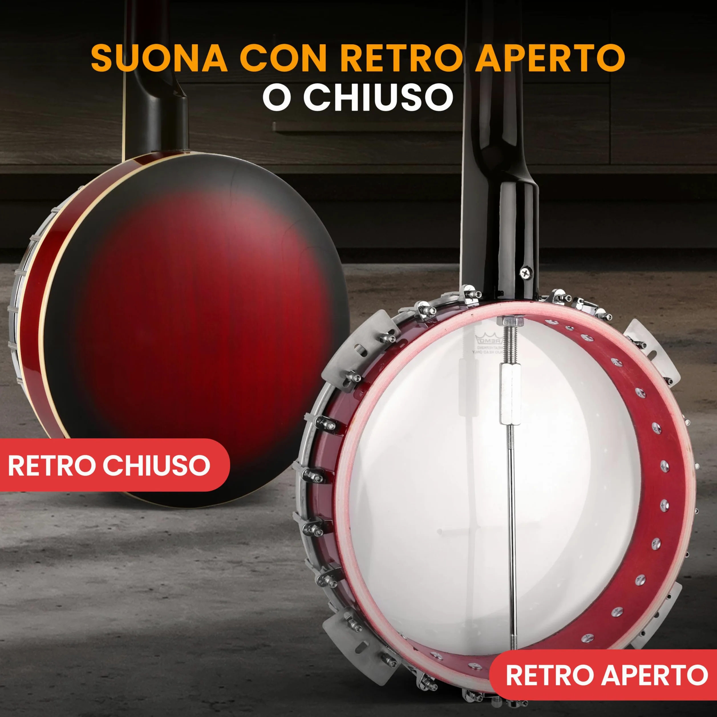 Pyle Kit Iniziale Banjo a 5 Corde con Risonatore, Staffa 24, Tamburo Remo, Retro in Legno Duro, Accordatore, Plettri, Tracolla e Borsa