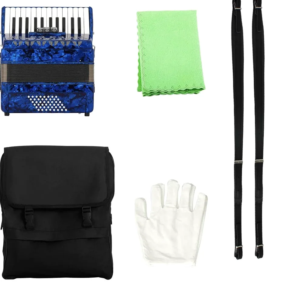 Fisarmoniche, 26 Tasti 48 Bassi Fisarmonica Strumenti a Tastiera Fisarmonica per Principianti Adulti Performance sul Palco con Cinghie Regolabili Custodia (Color : Blue)