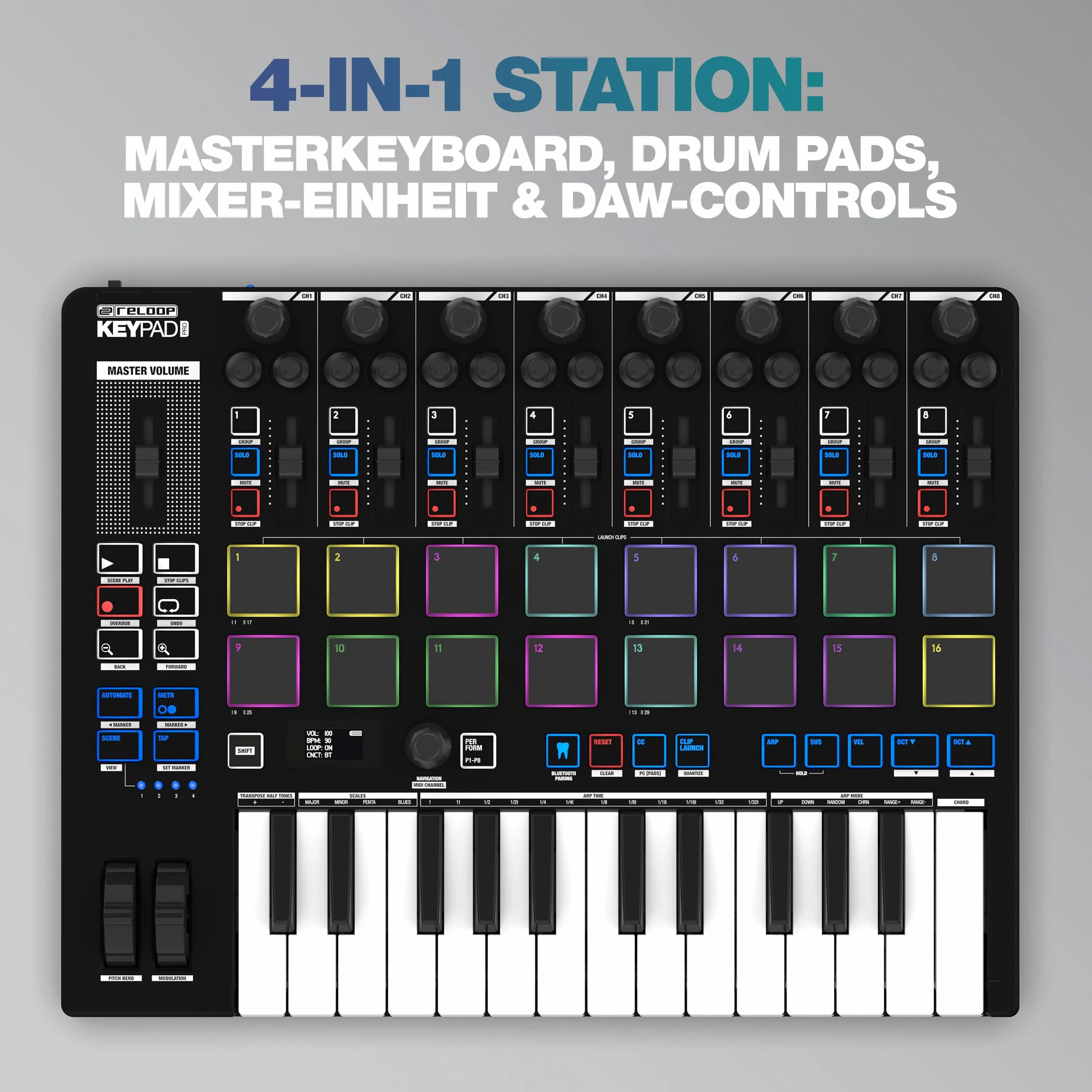 Reloop Keypad Pro - Workstation DAW compatta con MIDI wireless